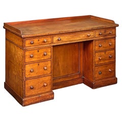 Large English Pedestal Desk with Kneehole Cabinet of Mahogany
