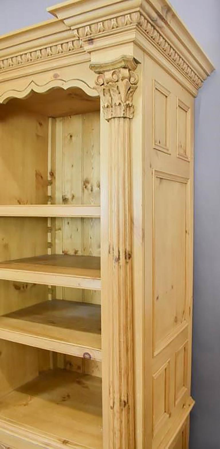 Large English Pine Bookcase Display Cabinet 5