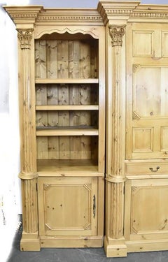 Large English Pine Bookcase Display Cabinet