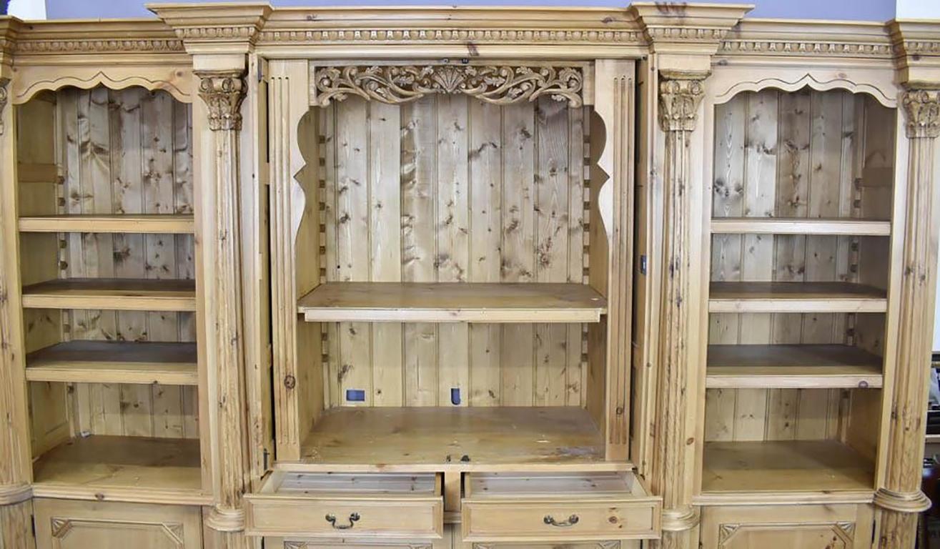 19th Century Large English Pine Bookcase Display Cabinet