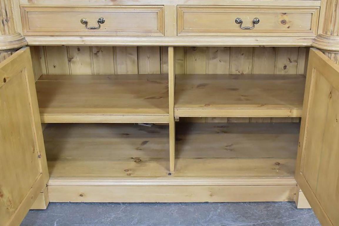 Wood Large English Pine Bookcase Display Cabinet