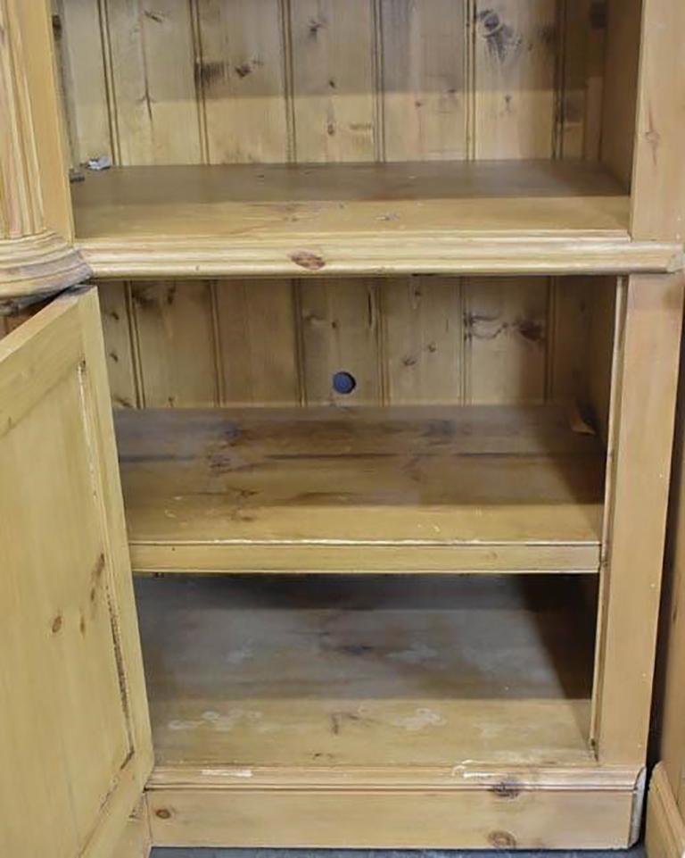 Large English Pine Bookcase Display Cabinet 1