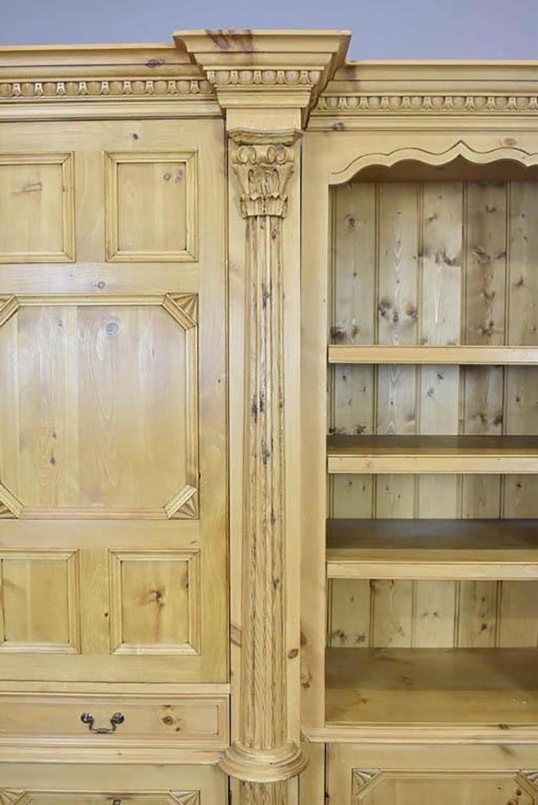 Large English Pine Bookcase Display Cabinet 2