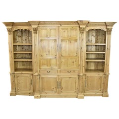 Large English Pine Bookcase Display Cabinet