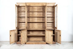 Large English Pine Glazed Breakfront Bookcase