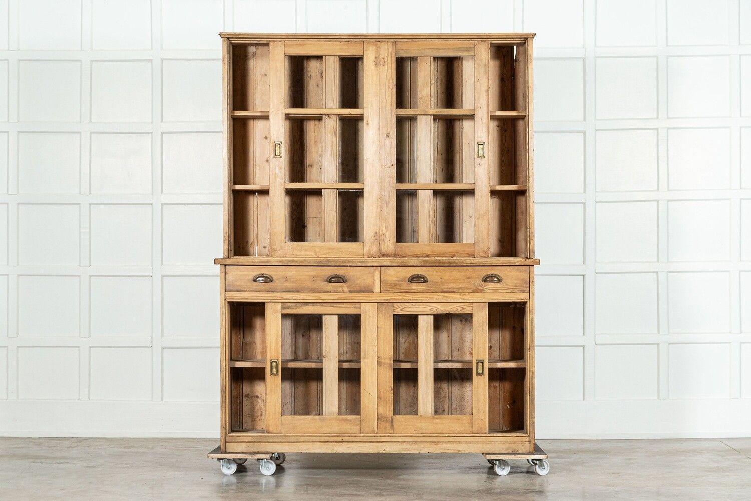 circa 1900
Large English Pine Glazed Dresser
sku 1753
Base W153 x D42 x H92 cm
Top W151 x D35 x H106 cm
Together W153 x D42 x H198 cm
Weight 110 Kg
