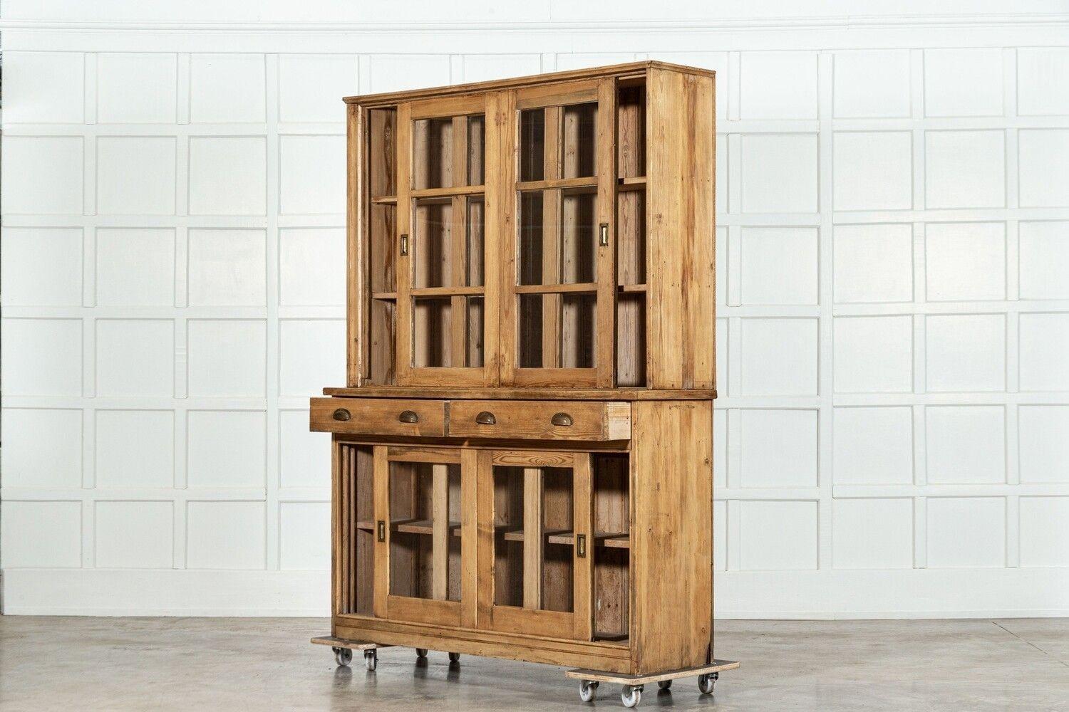 Large English Pine Glazed Dresser For Sale 2