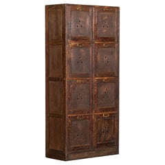 Vintage Large English Pine Locker Cabinet