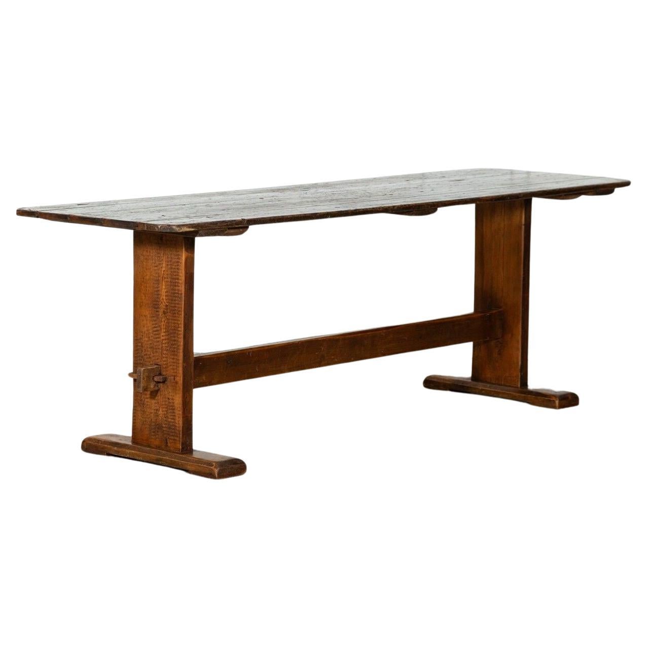 Large English Pine Refectory Table For Sale