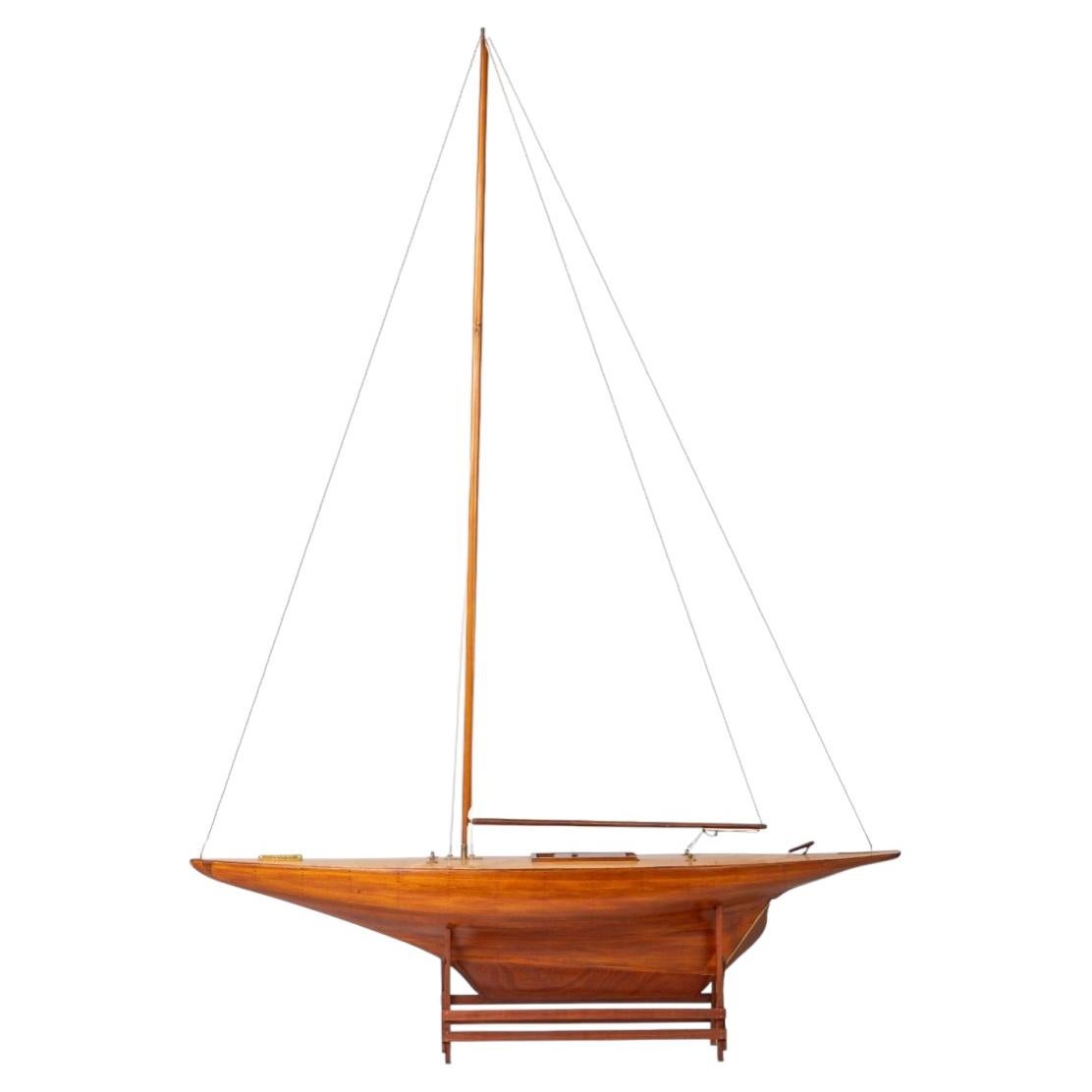 Large English Pond Yacht Model in Mahogany and Maple, circa 1920–30