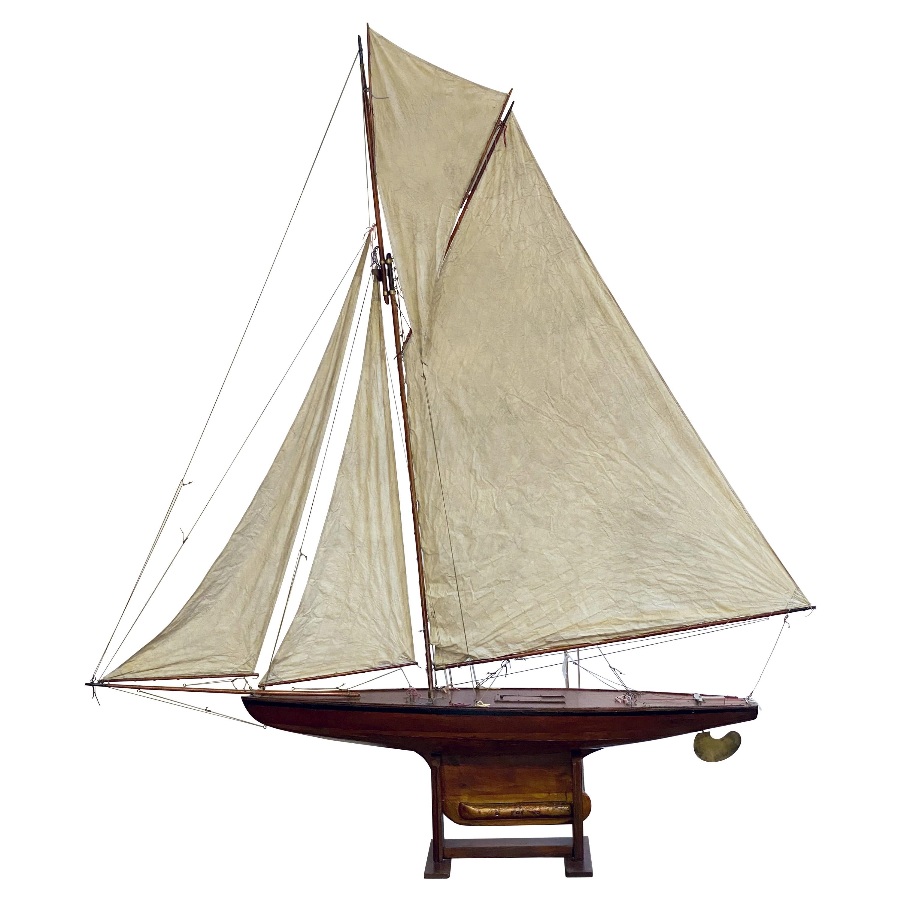 Large English Pond Yacht on Stand, "My Fair Lady"