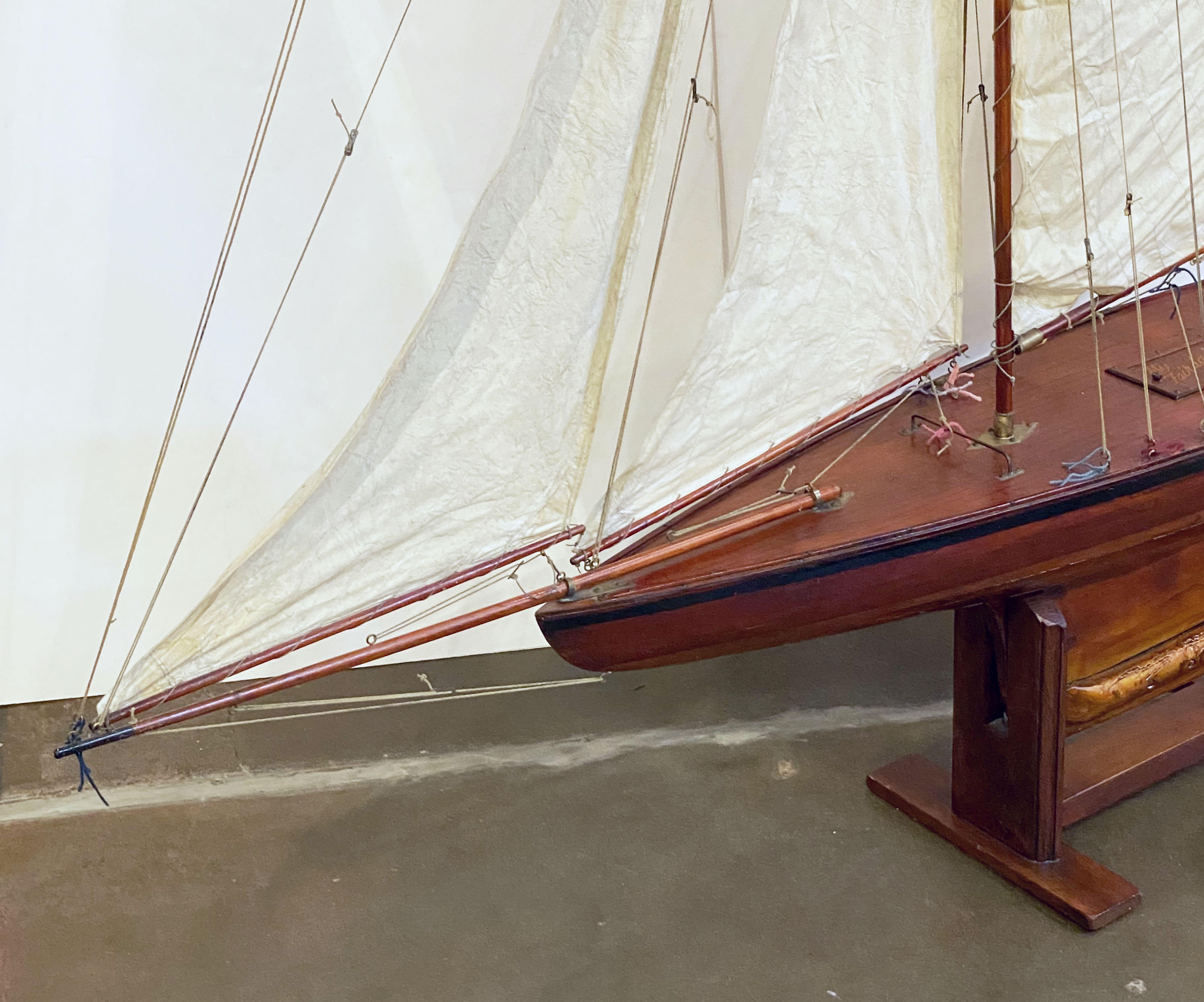20th Century Large English Pond Yacht on Stand, 