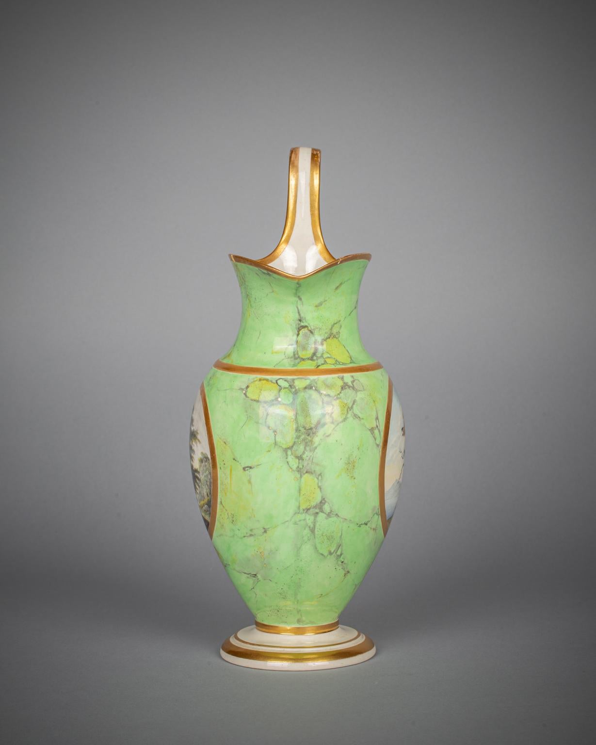 Large English Porcelain Ewer, Derby, circa 1800 In Good Condition For Sale In New York, NY