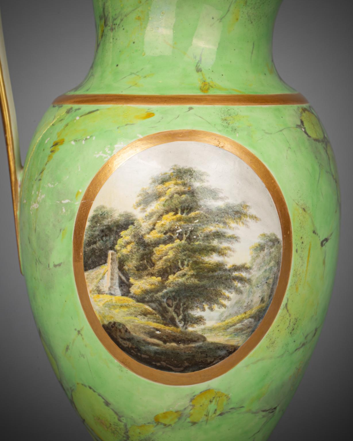 Early 19th Century Large English Porcelain Ewer, Derby, circa 1800 For Sale
