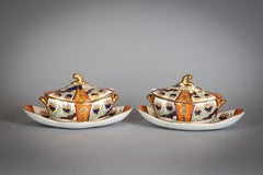 Large English Porcelain Imari Pattern Dessert and Tea Service, Spode, circa 1815