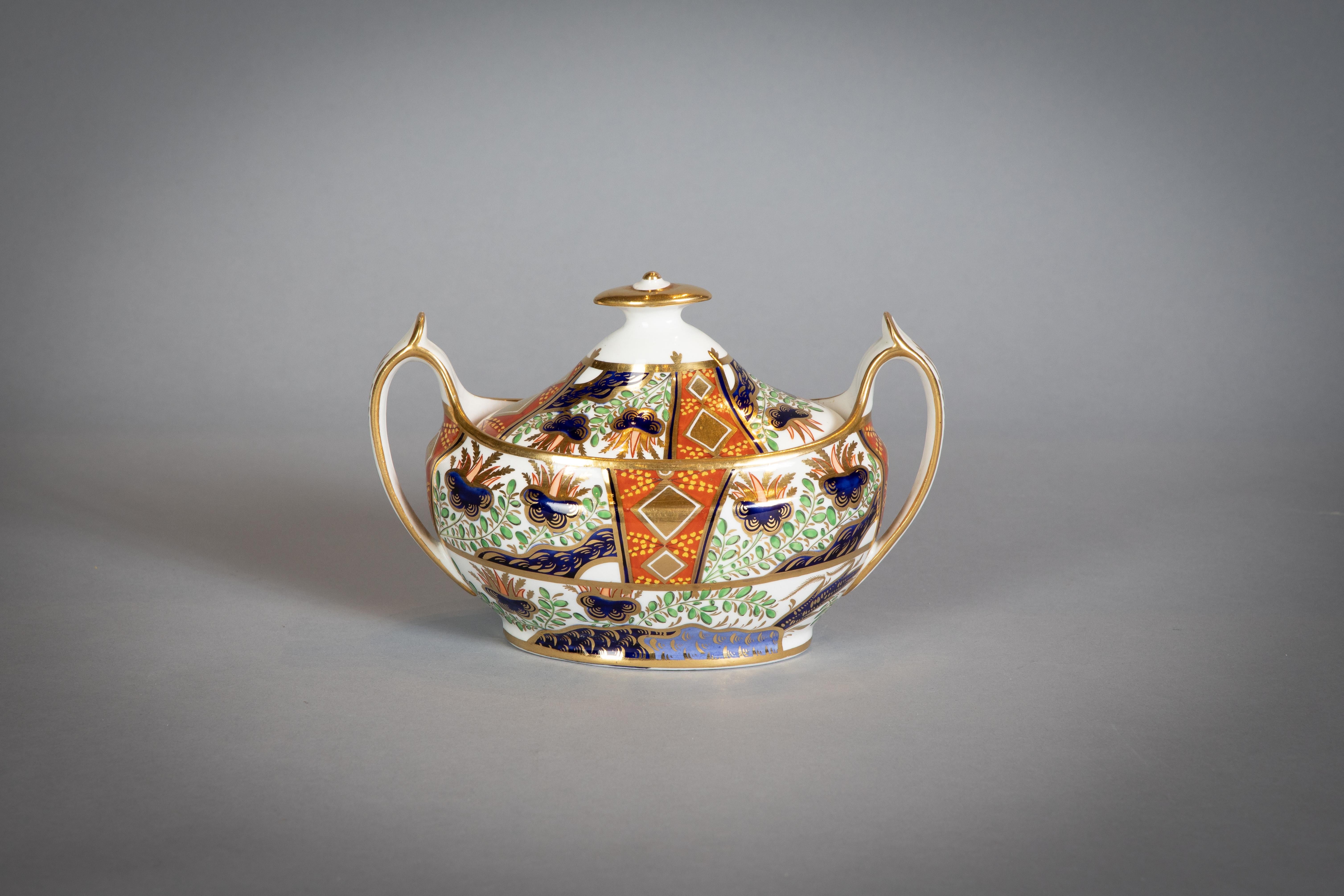 Large English Porcelain Imari Pattern Dessert and Tea Service, Spode, circa 1815 For Sale 3