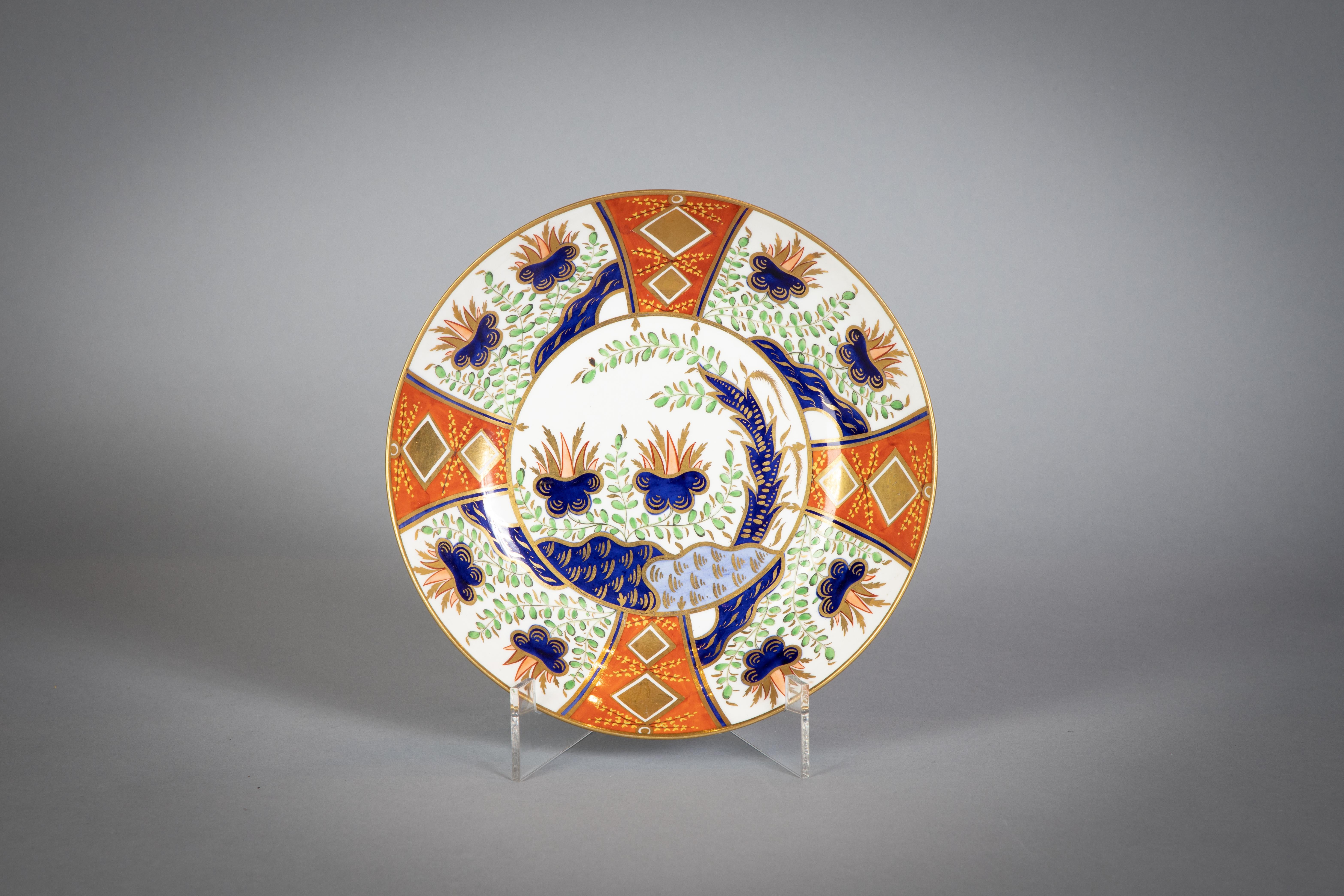 Large English Porcelain Imari Pattern Dessert and Tea Service, Spode, circa 1815 For Sale 5