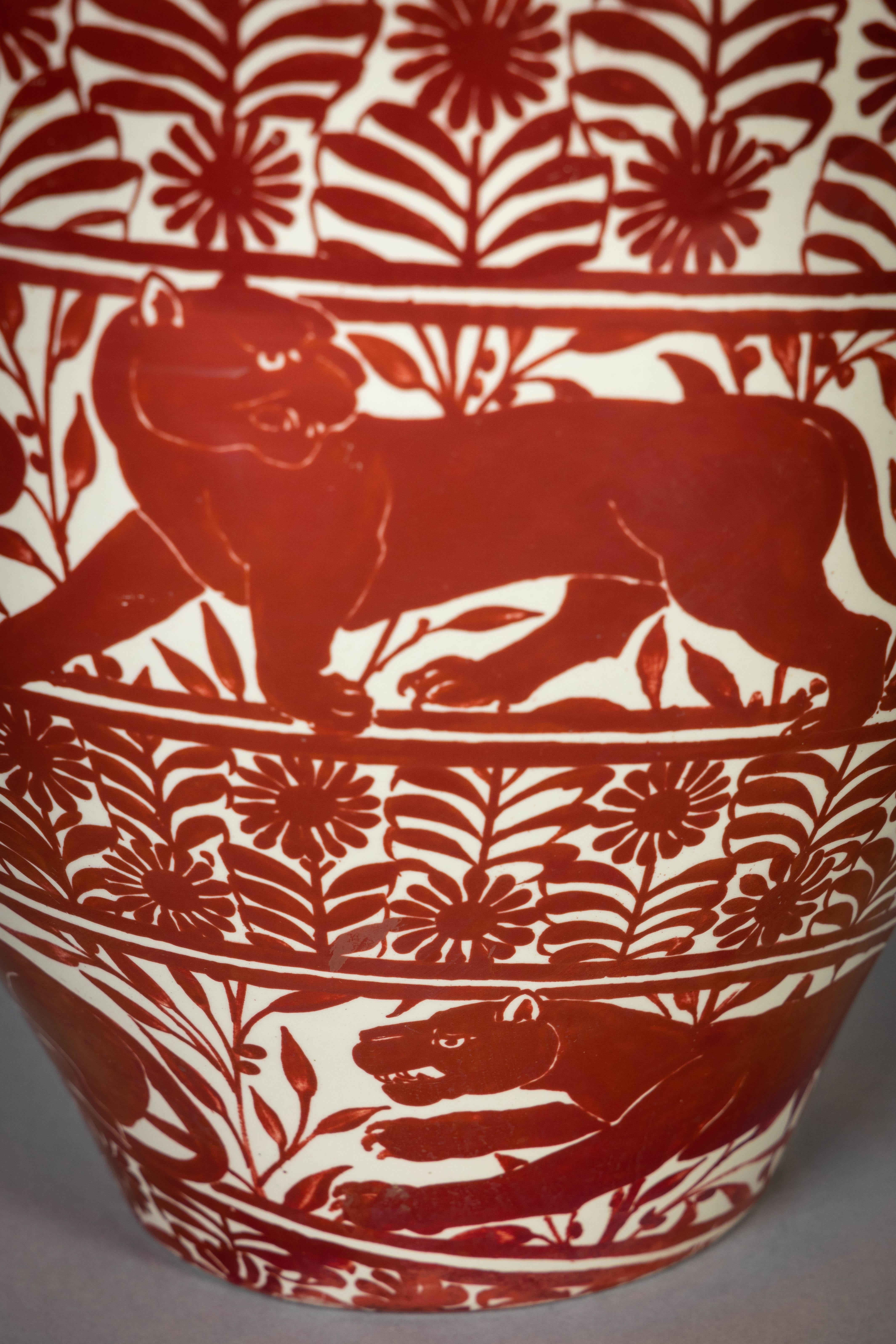 Large English Porcelain Ruby Lustre Vase, William De Morgan, circa 1900 2