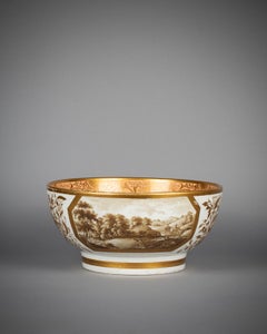 Large English Porcelain Salmon-Ground Punchbowl, circa 1810