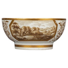 Antique Large English Porcelain Salmon-Ground Punchbowl, circa 1810