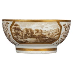 Large English Porcelain Salmon-Ground Punchbowl, circa 1810