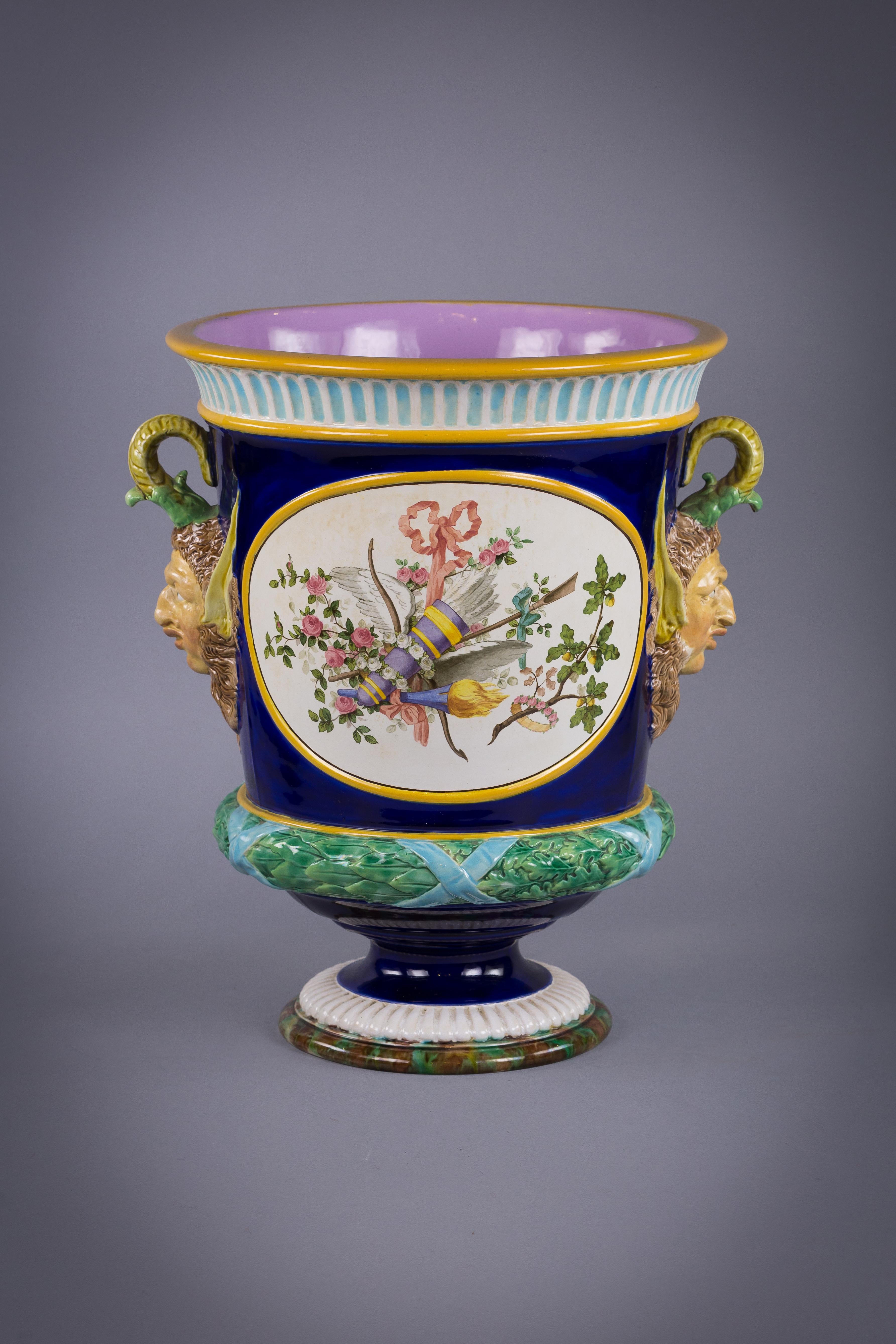 Large English porcelain two-handled vase, Copeland, circa 1875.