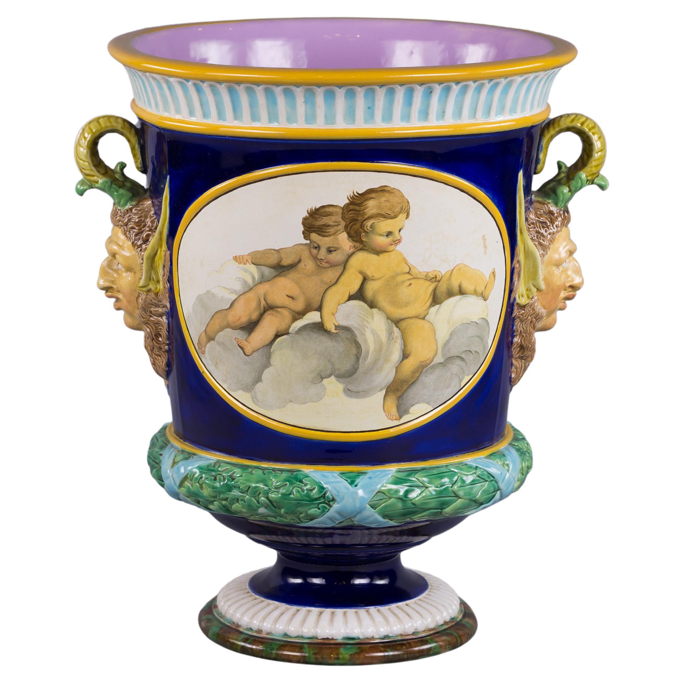 Large English Porcelain Two-Handled Vase, Copeland, circa 1875 For Sale