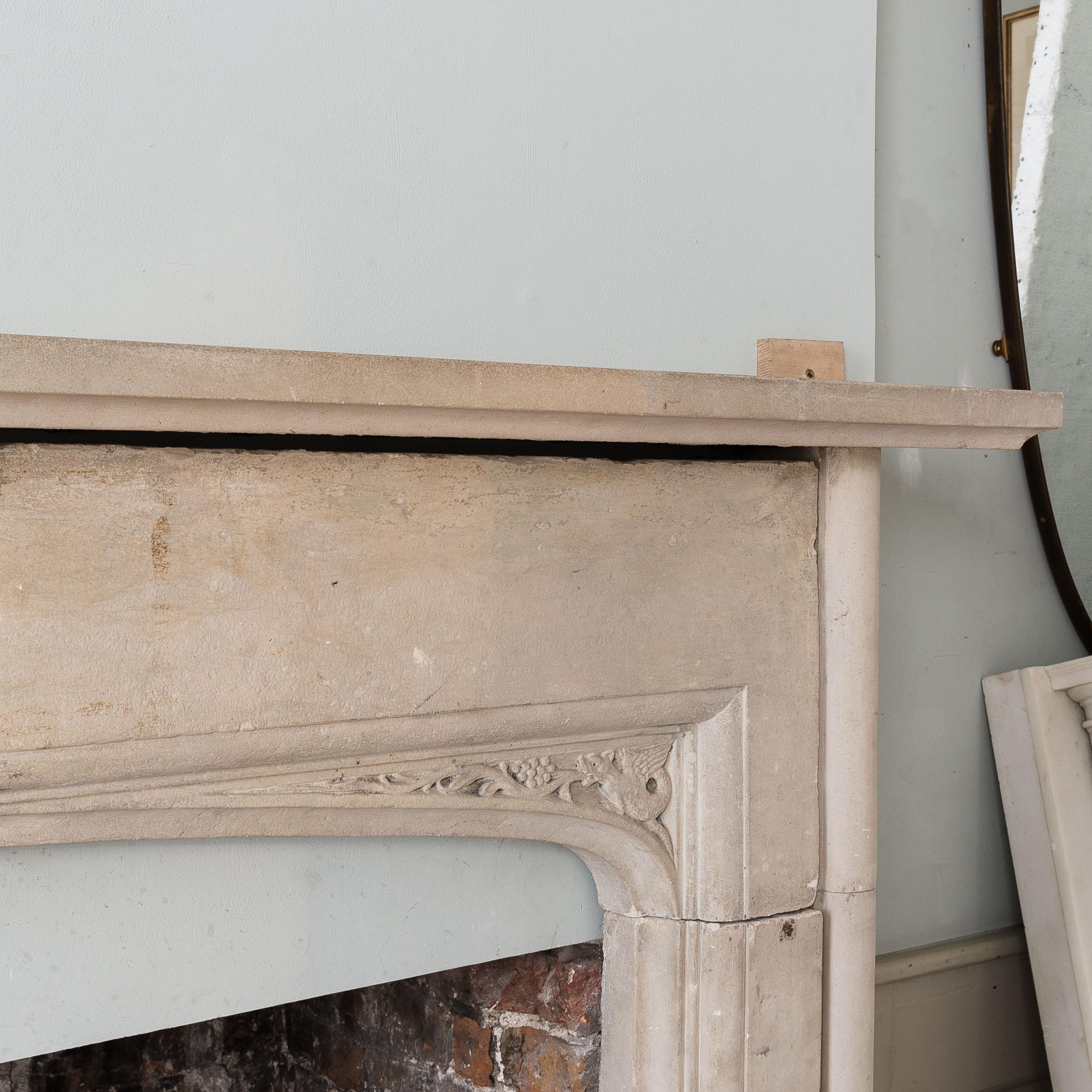 Large English Portland Stone Fireplace In Good Condition In London, GB