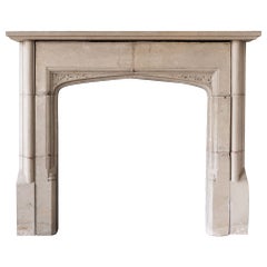 Large English Portland Stone Fireplace