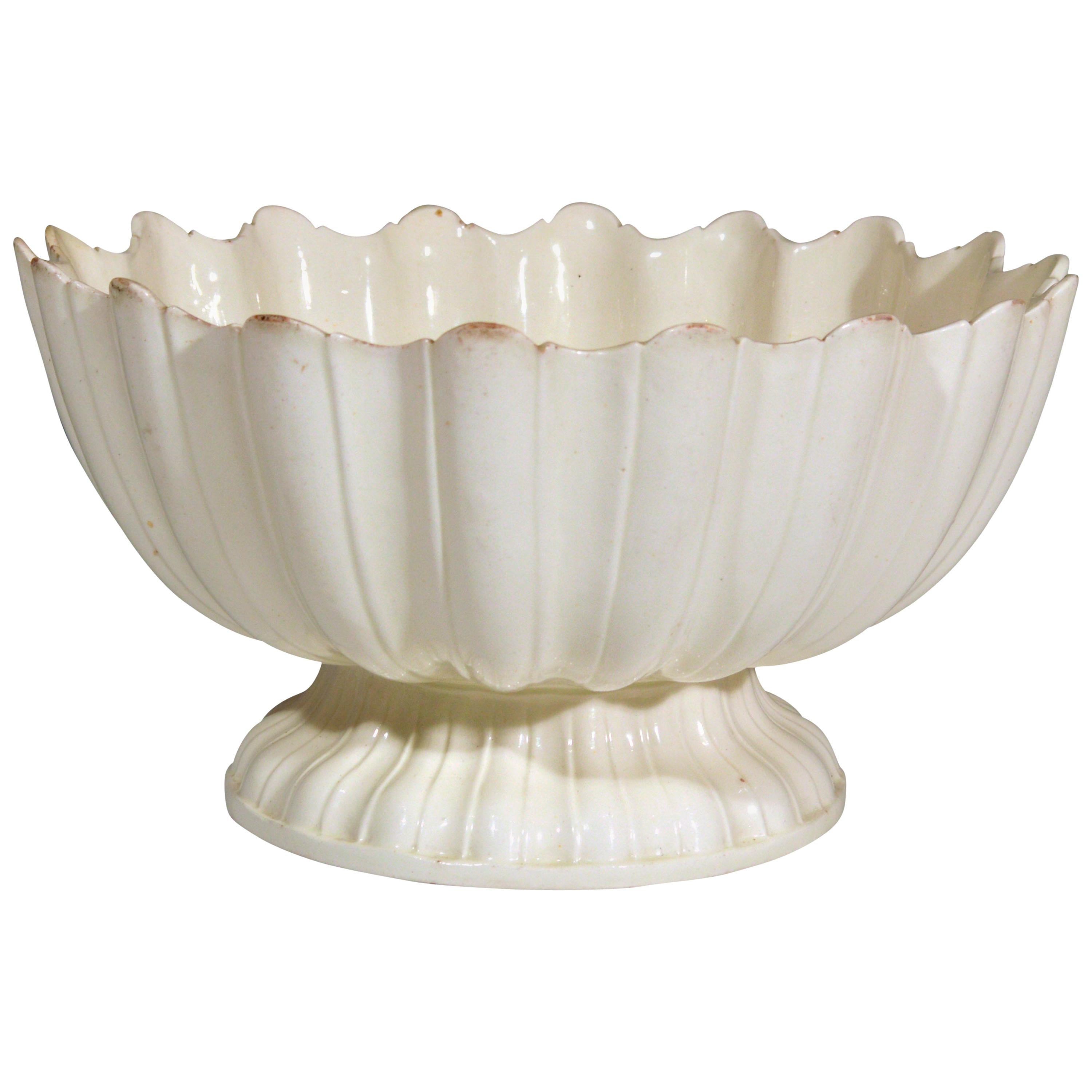 Large English Pottery Circular Plain Creamware Fruit Bowl, circa 1780s-1790s