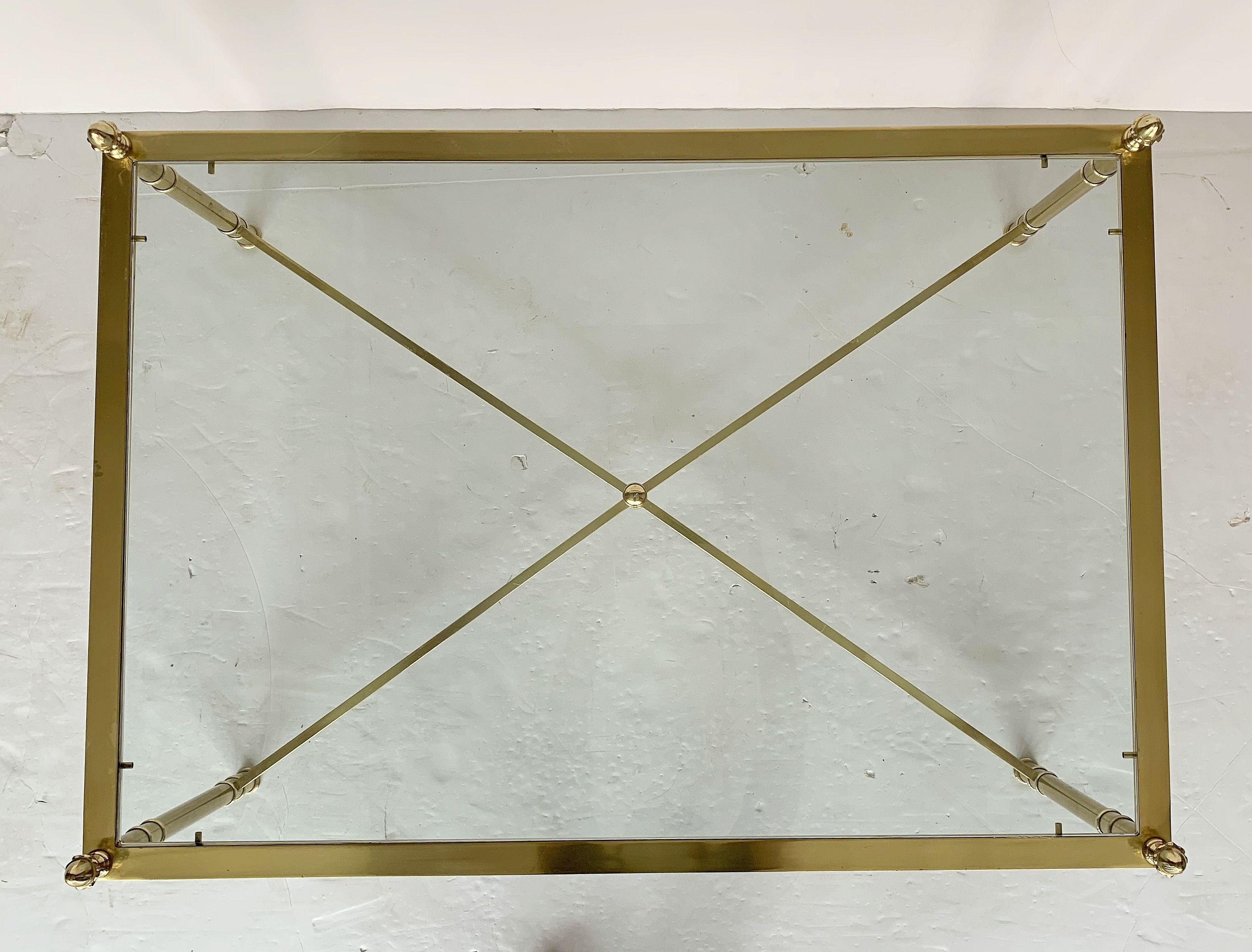 Large English Rectangular Low Coffee or Cocktail Table of Brass and Glass 8
