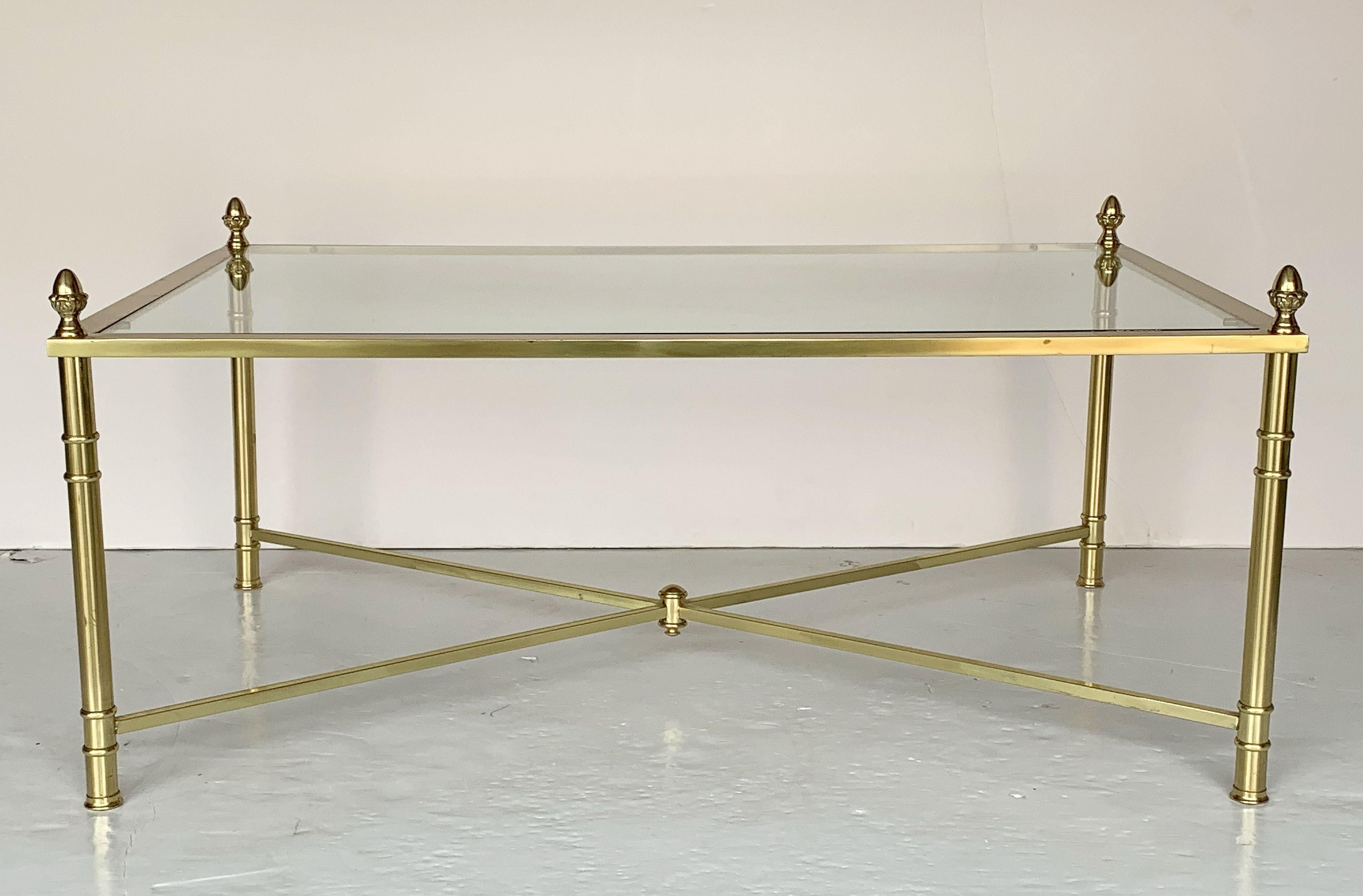 Large English Rectangular Low Coffee or Cocktail Table of Brass and Glass 9