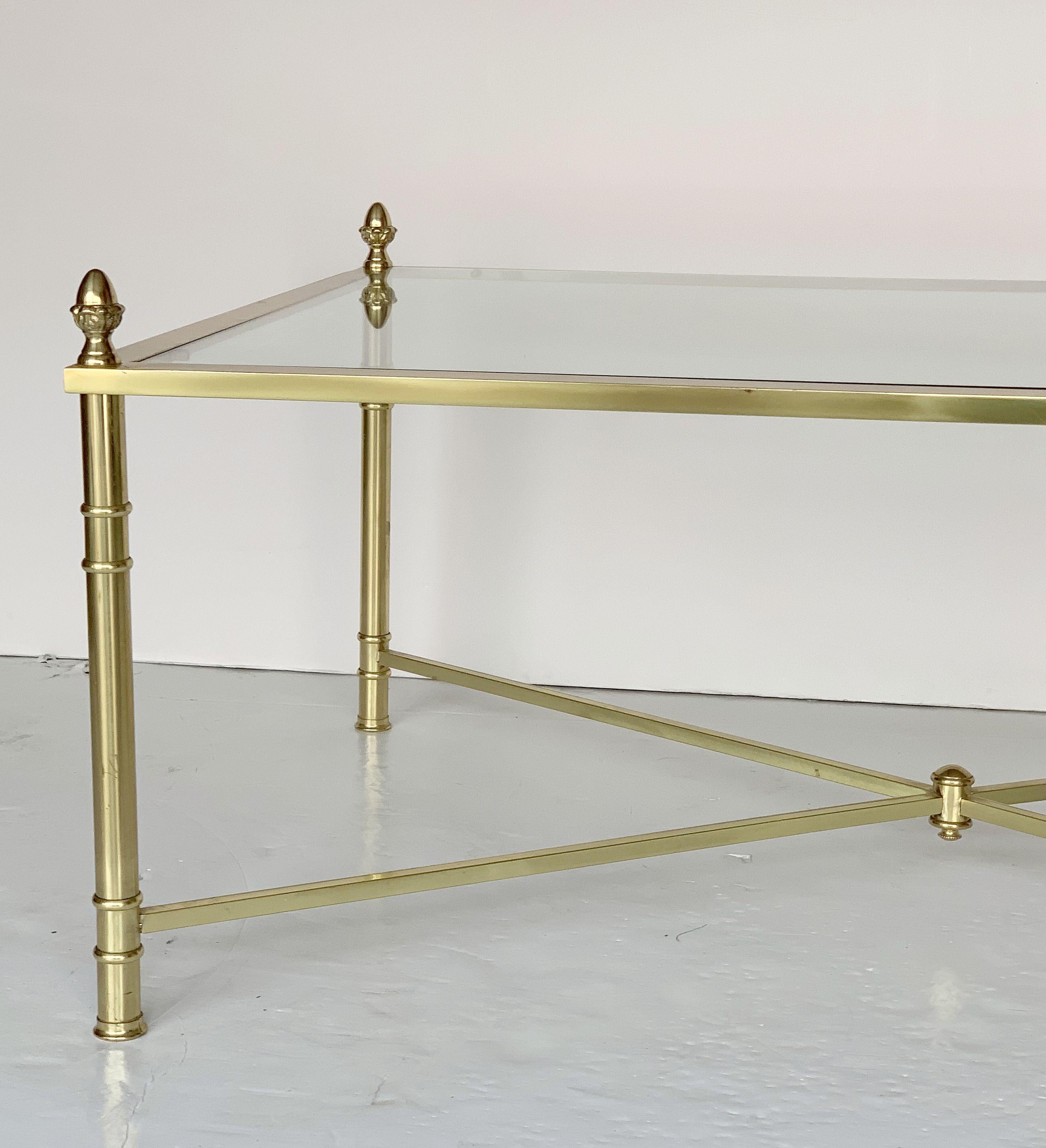 Large English Rectangular Low Coffee or Cocktail Table of Brass and Glass 10