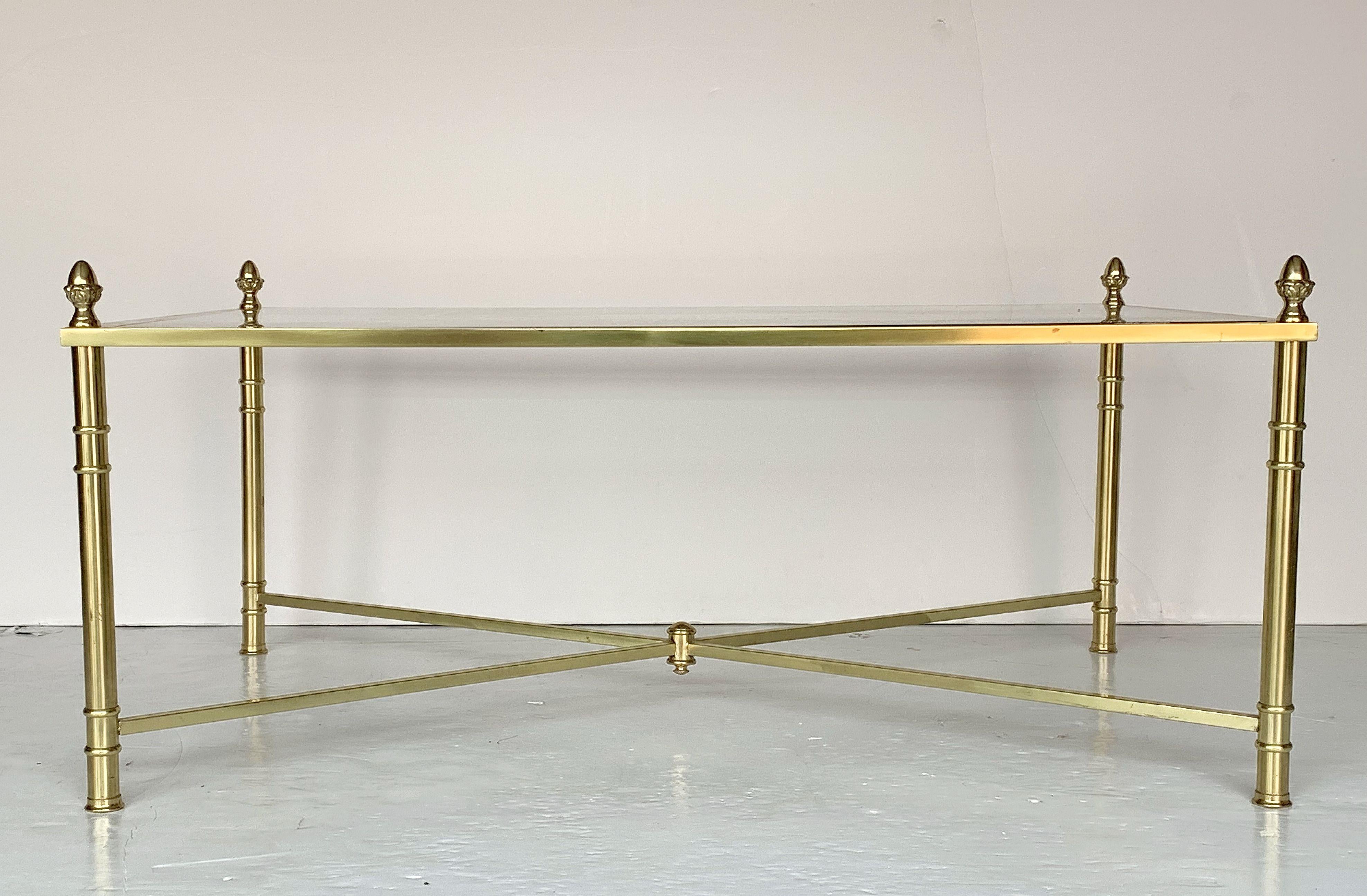 Large English Rectangular Low Coffee or Cocktail Table of Brass and Glass 11