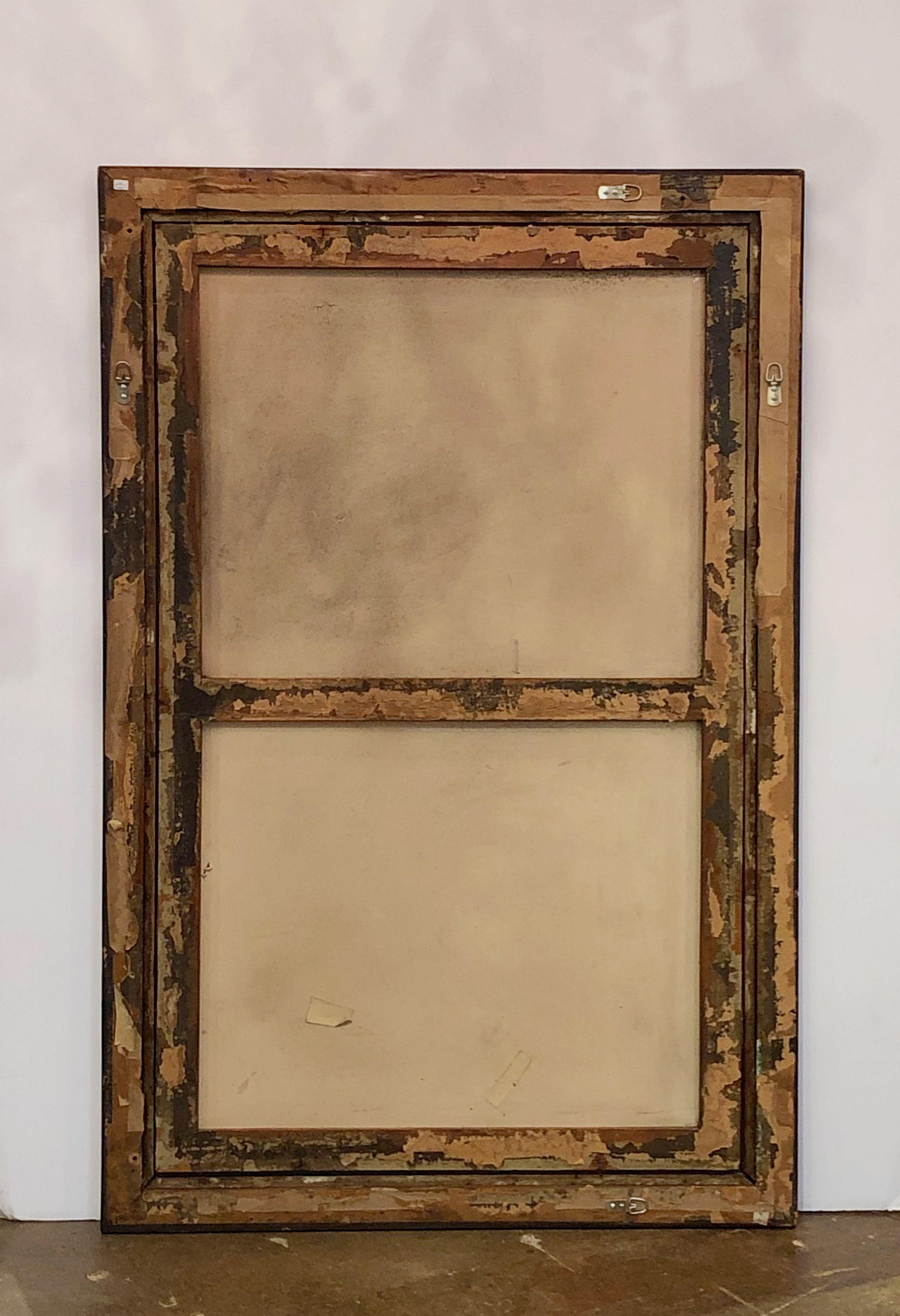 Large English Rectangular Maple and Giltwood Framed Mirror (H 54 3/8 x W 35 3/4) 10