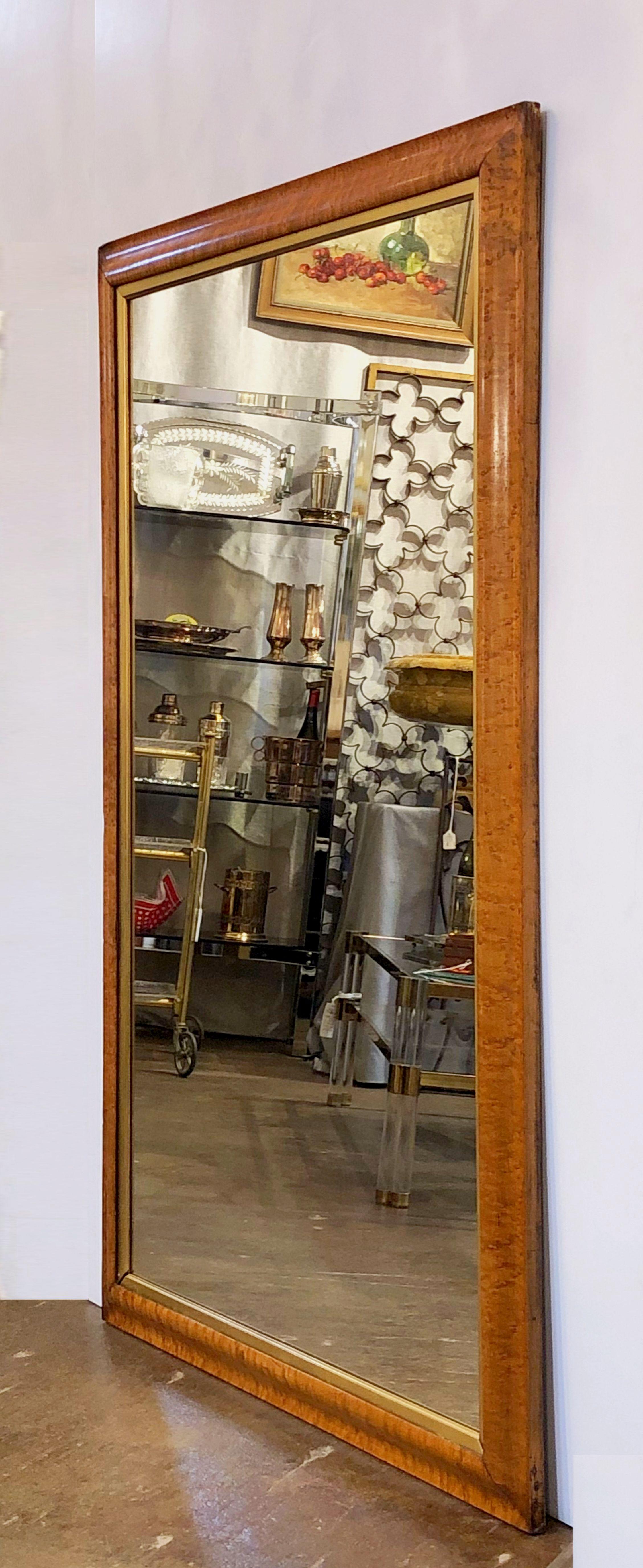 Large English Rectangular Maple and Giltwood Framed Mirror (H 54 3/8 x W 35 3/4) In Good Condition In Austin, TX