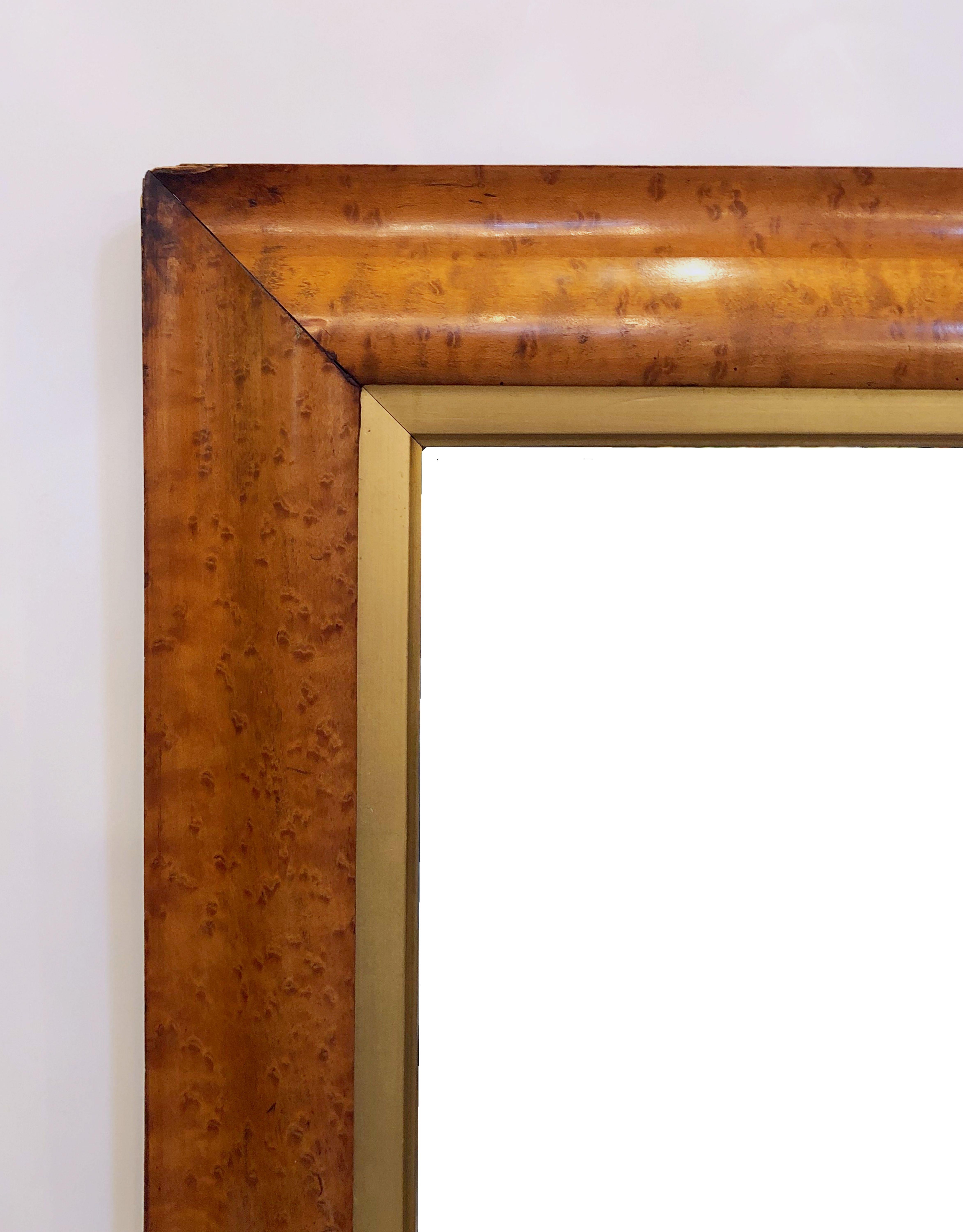 Large English Rectangular Maple And Giltwood Framed Mirror