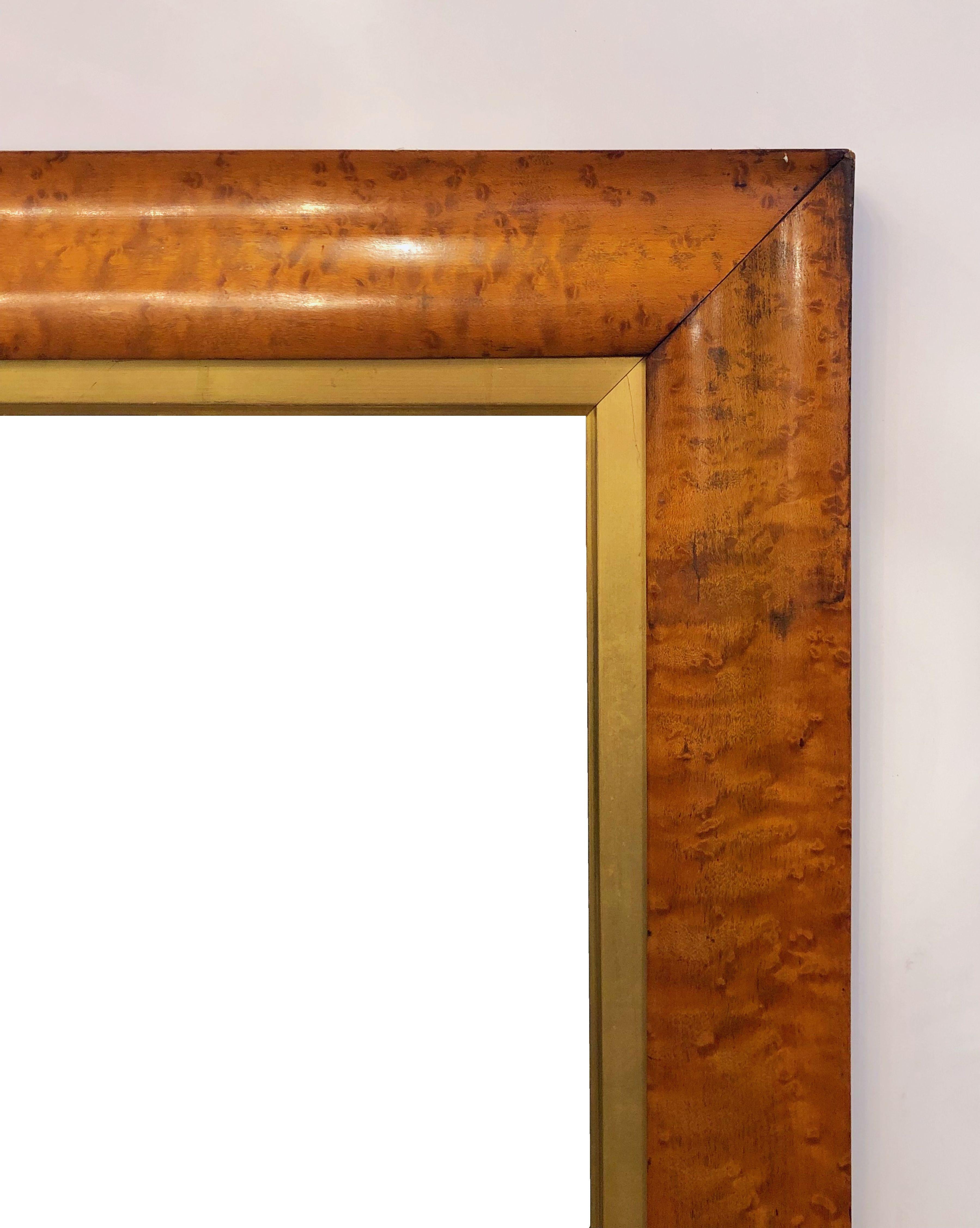 Large English Rectangular Maple and Giltwood Framed Mirror (H 54 3/8 x W 35 3/4) 1