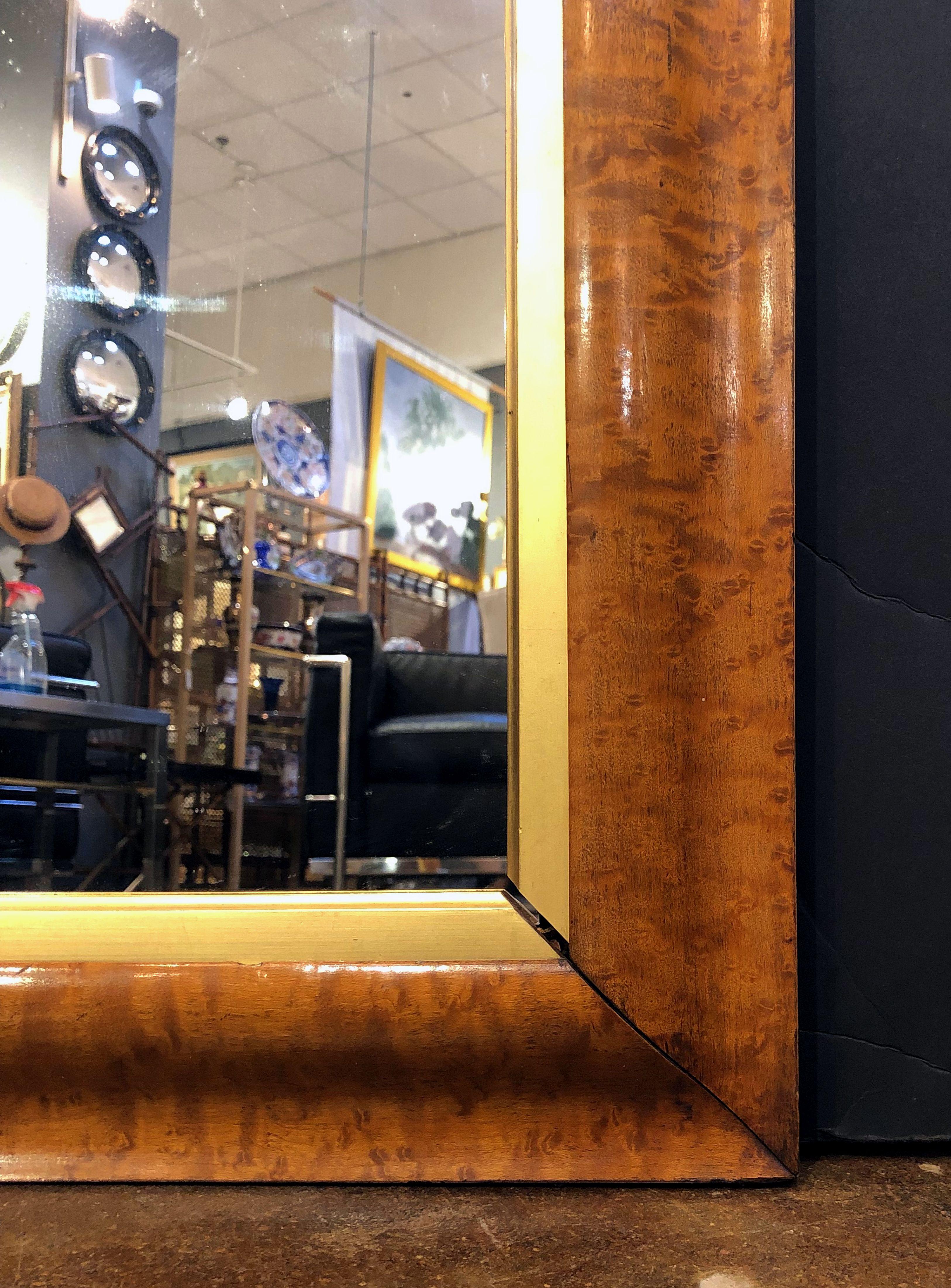 Large English Rectangular Maple and Giltwood Framed Mirror (H 54 3/8 x W 35 3/4) 3