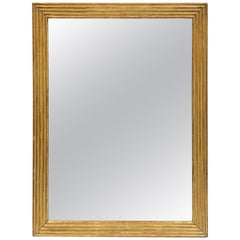 Large English Rectangular Mirror with Ribbed Gilt Frame (H 39 1/2 x W 29 1/2)