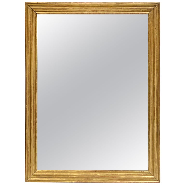 Large English Rectangular Mirror with Ribbed Gilt Frame (H 39 1/2 x W 29  1/2) For Sale at 1stDibs