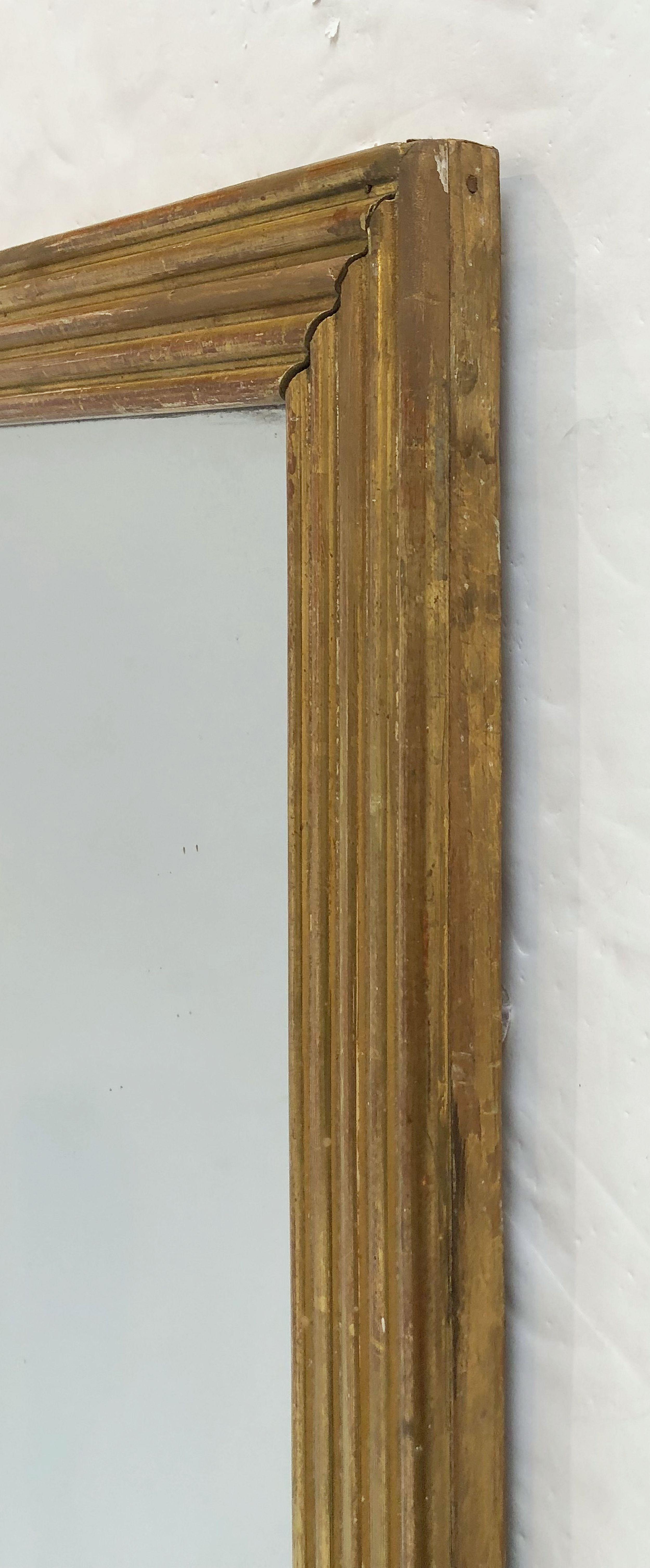 Large English Rectangular Mirror with Ribbed Gilt Frame (H 39 1/2 x W 29 1/2) 9