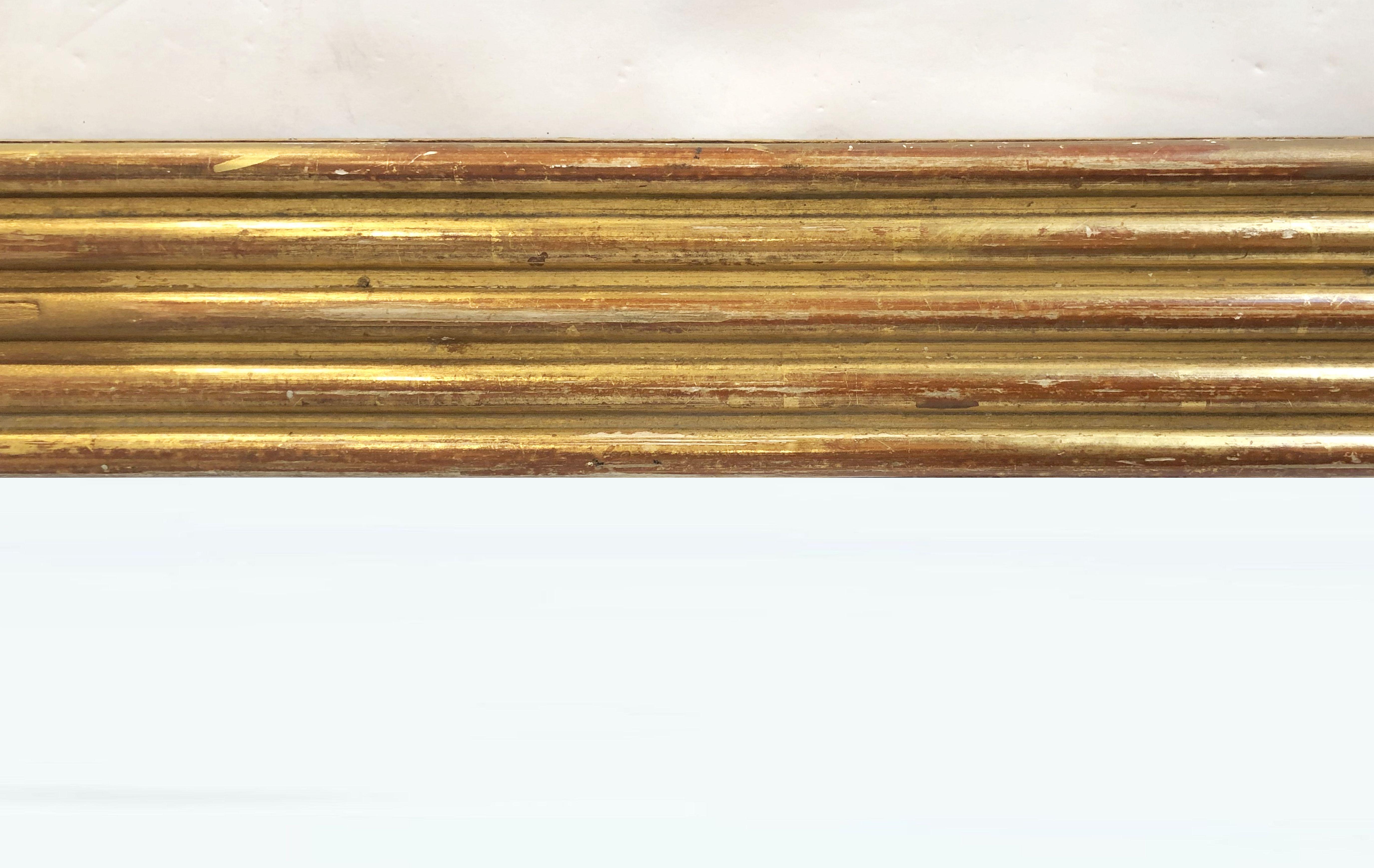 19th Century Large English Rectangular Mirror with Ribbed Gilt Frame (H 39 1/2 x W 29 1/2)