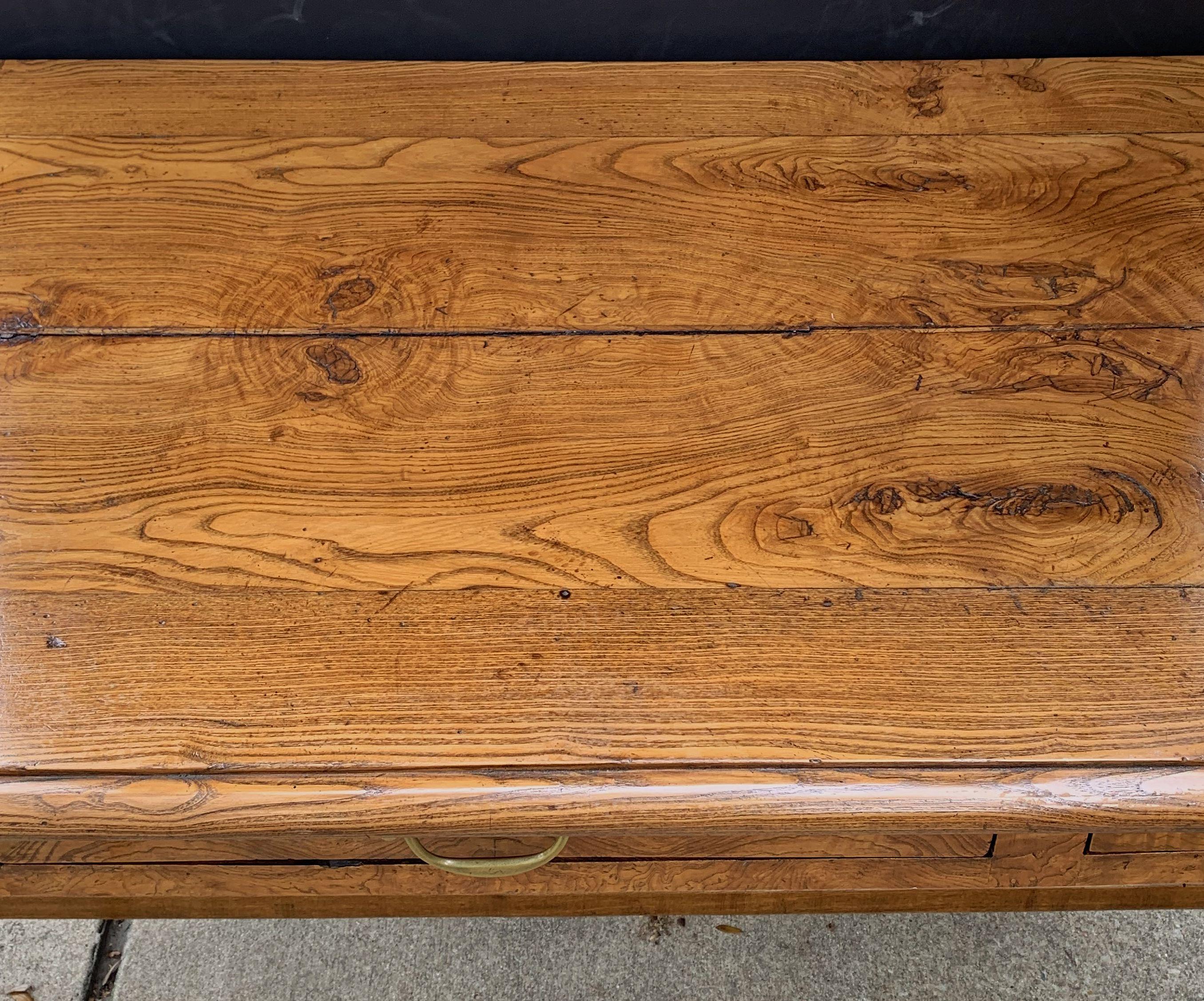 Large English Rectangular Trestle Table of Burled Ash 4