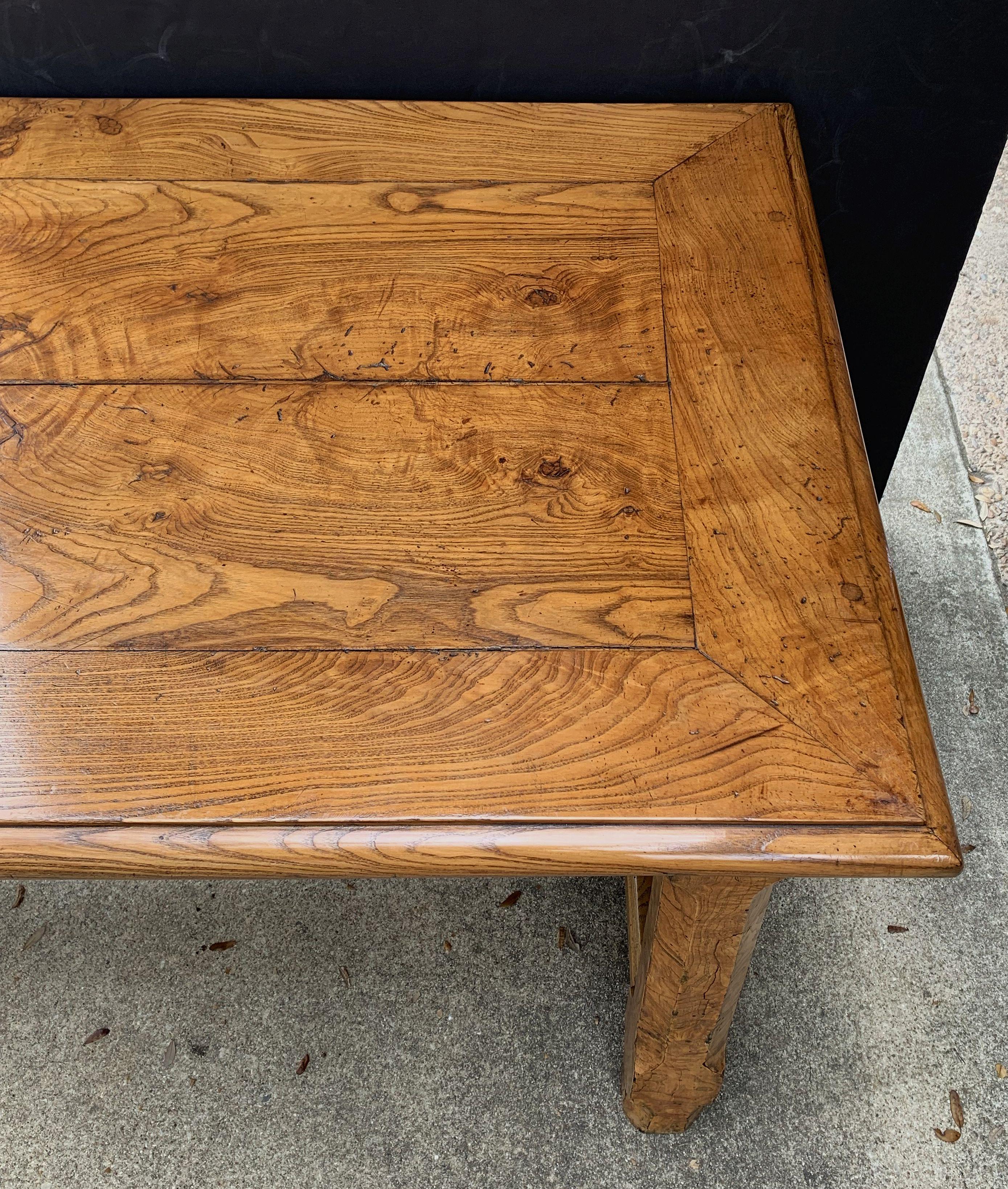 Large English Rectangular Trestle Table of Burled Ash 5