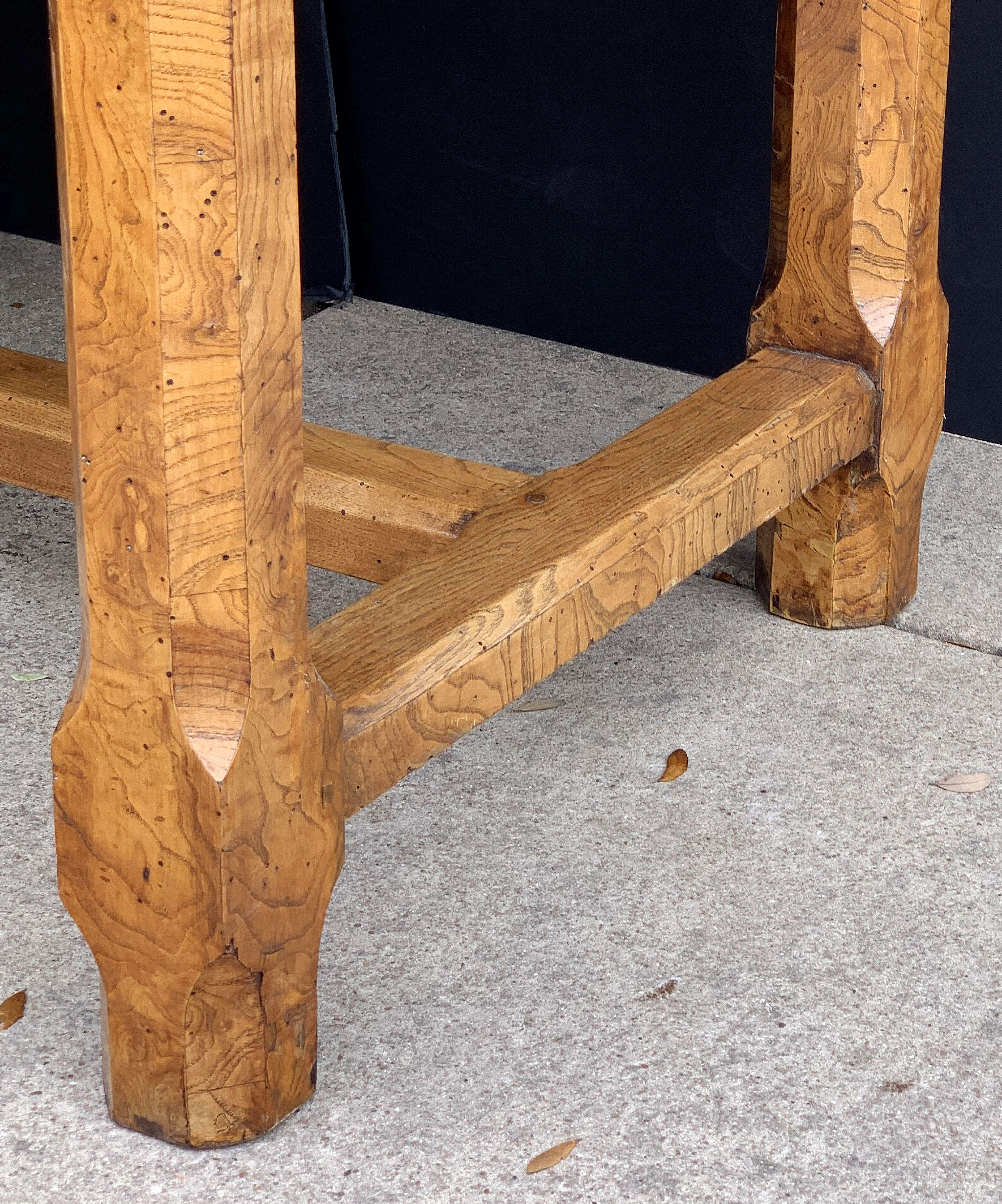 Large English Rectangular Trestle Table of Burled Ash 13