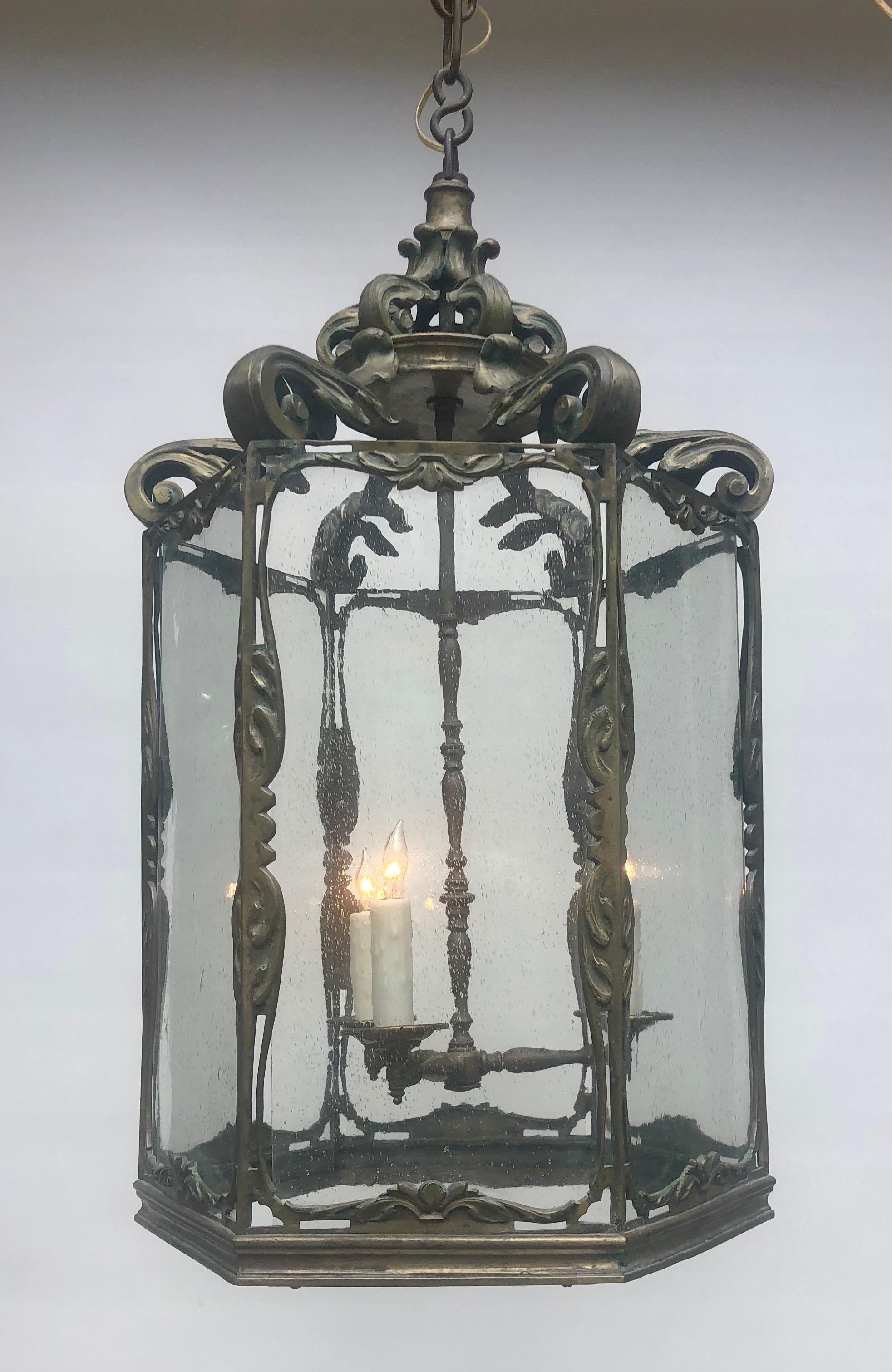 Large English Regency Bronze Chinoiserie Lantern, 19th Century 7