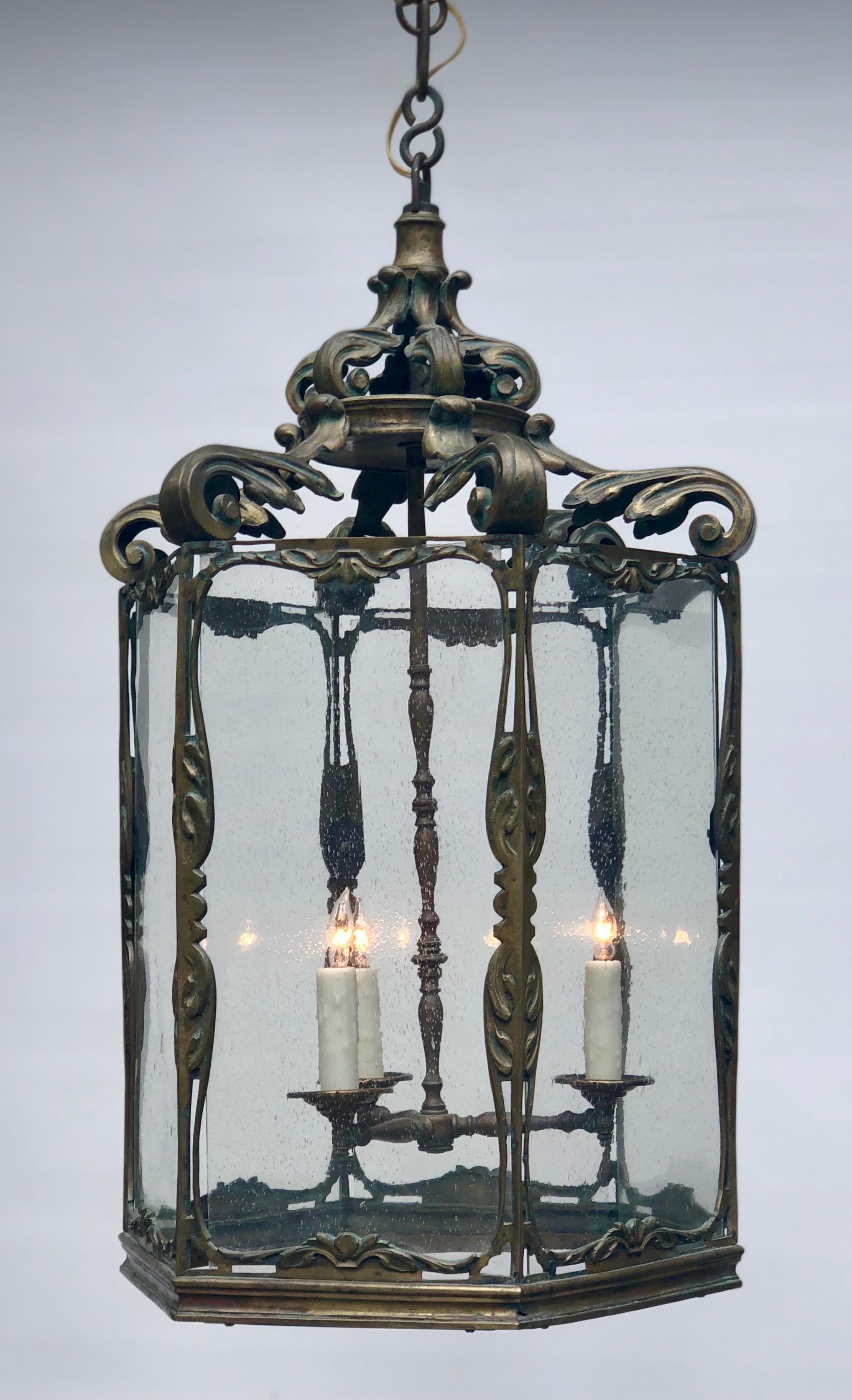 Large English Regency Bronze Chinoiserie Lantern, 19th Century 1