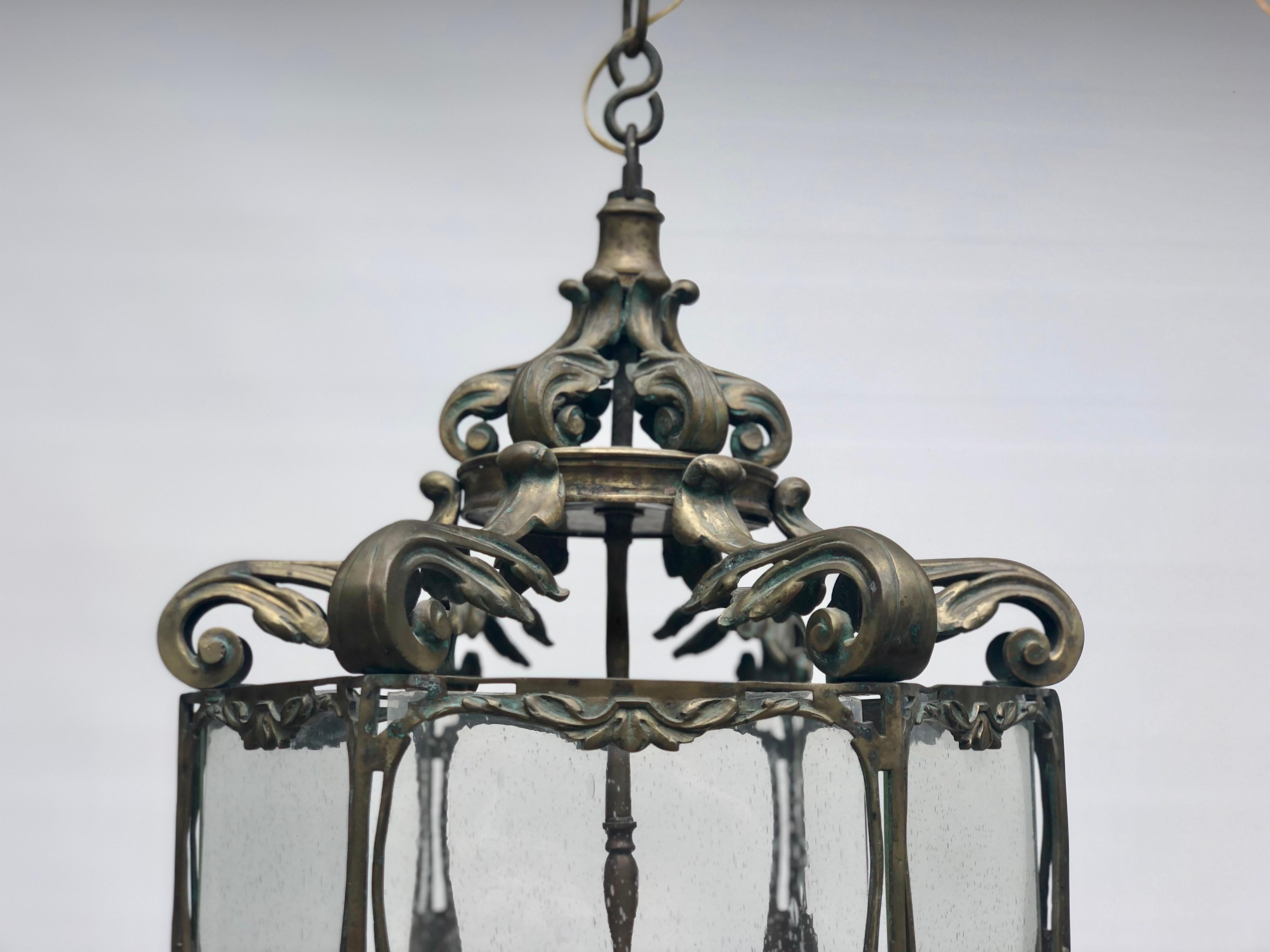 Large English Regency Bronze Chinoiserie Lantern, 19th Century 2