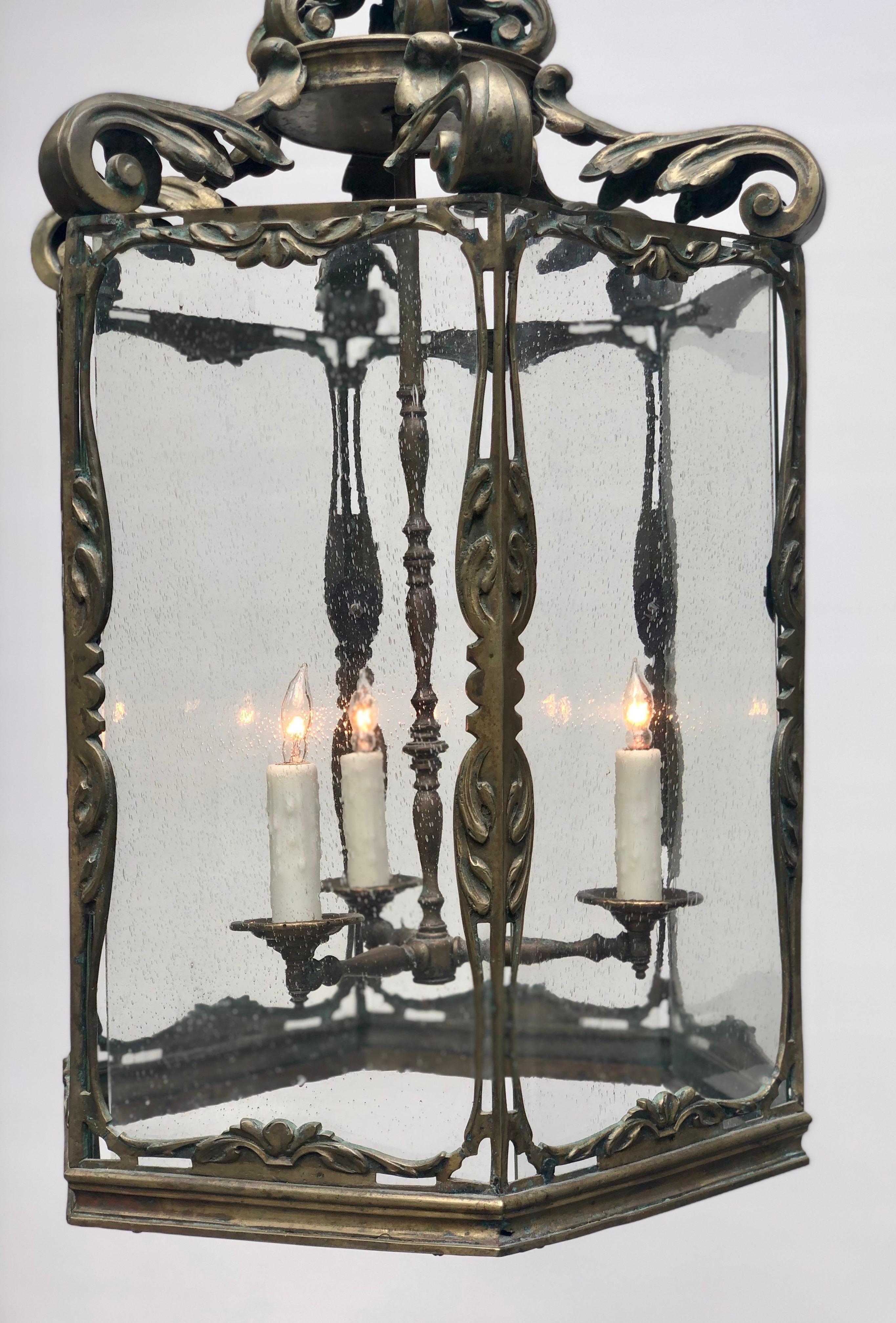 Large English Regency Bronze Chinoiserie Lantern, 19th Century 5